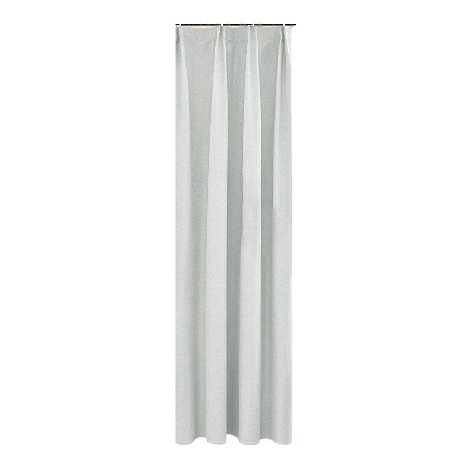Sunproof Curtain with Hooks For Living Space Sunlight Protective Heat Resistant Polyester Fabric Window Drape Panel  Light Grey
