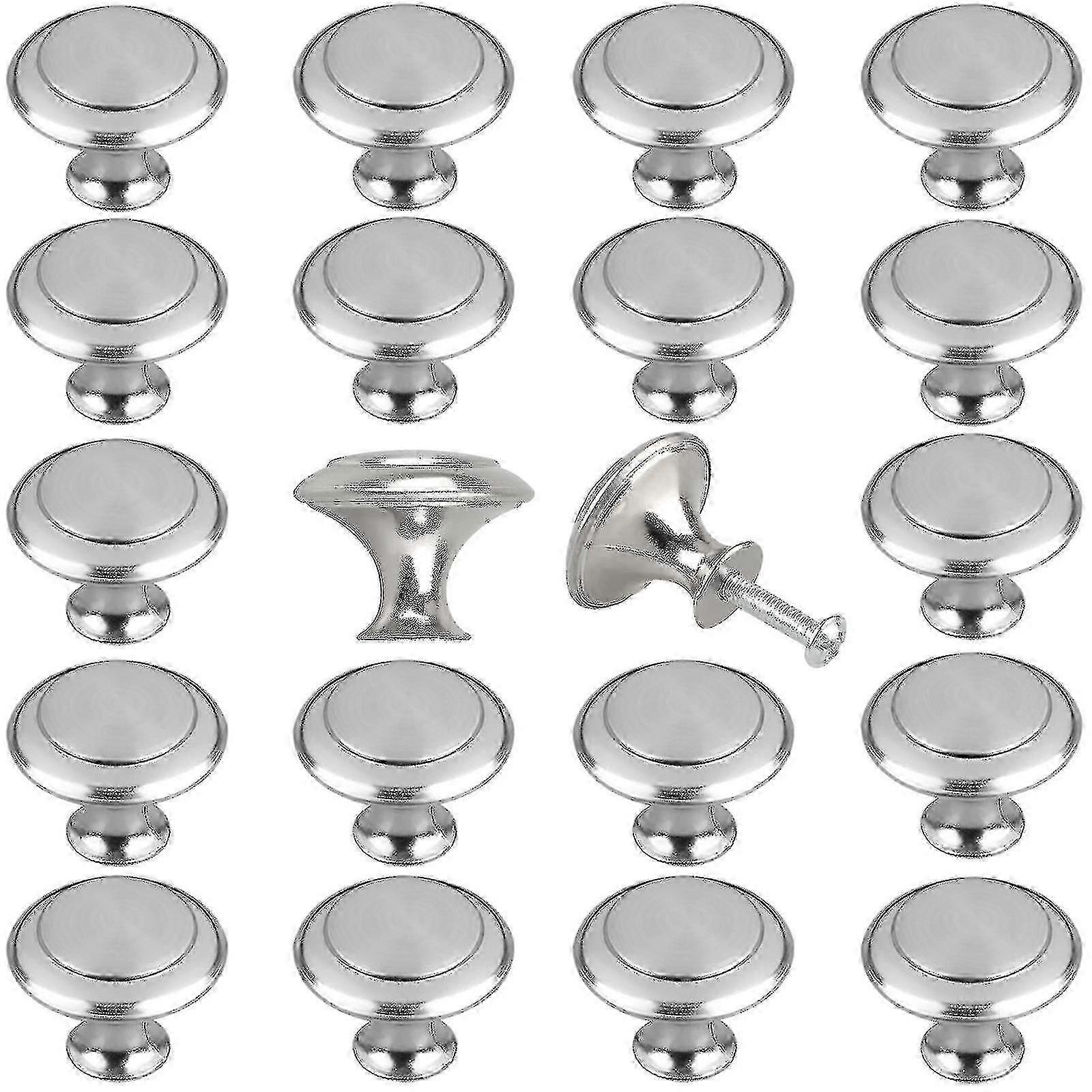 20-Pack Brushed Nickel Cabinet Knobs - Modern Kitchen Hardware for British Homes