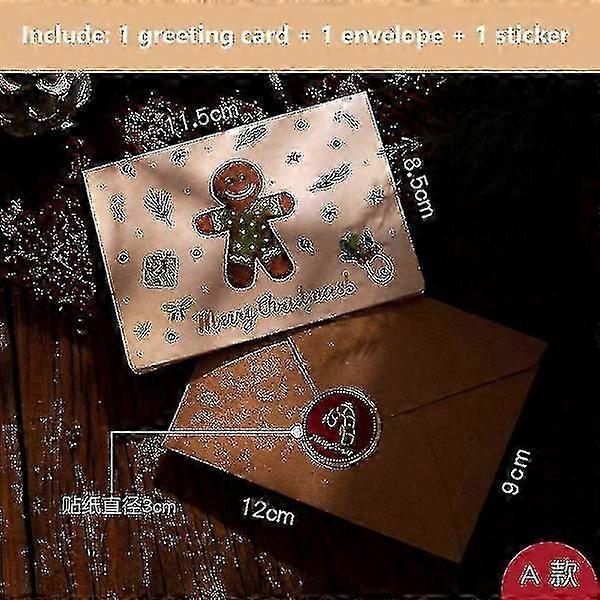 Blessings Greeting Card Christmas Gift Card Envelope Retro Style Creative Cartoon Design C