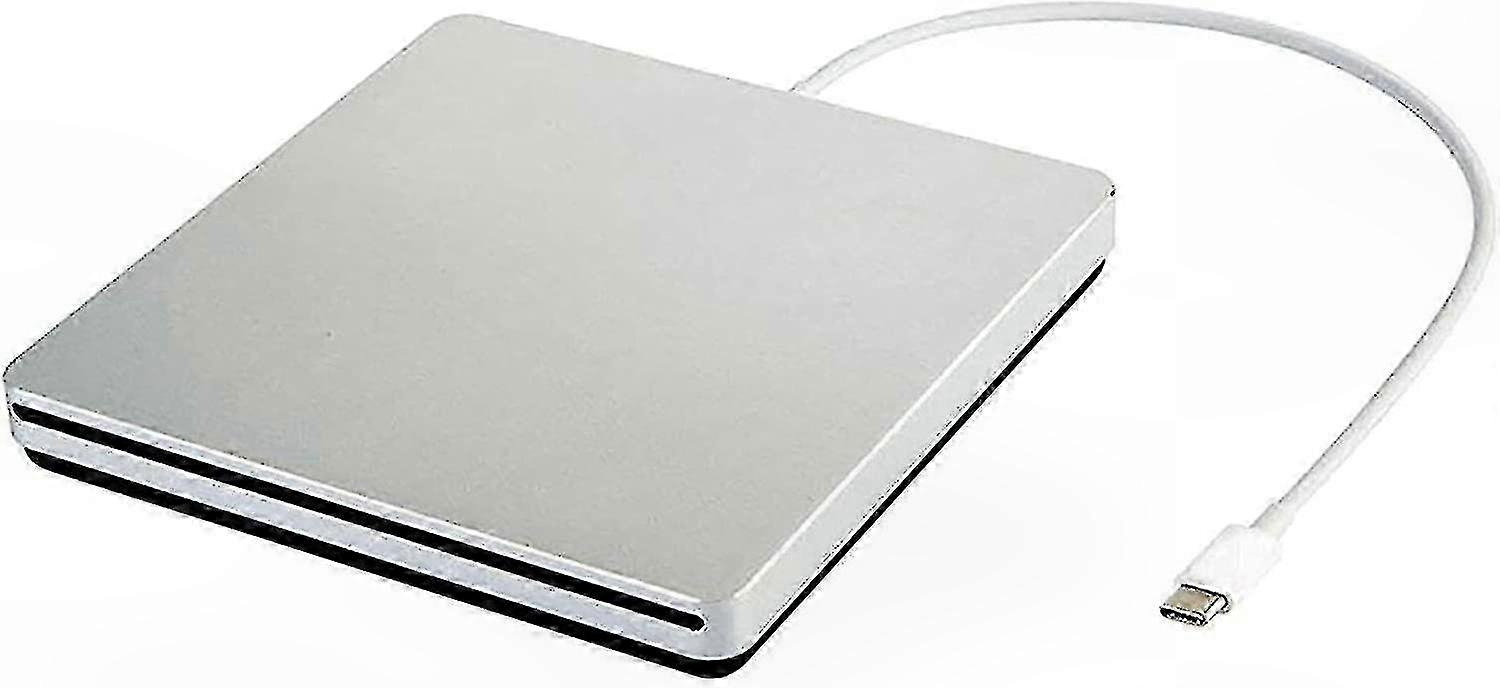 USB C External CD DVD Drive Slim Portable Writer Reader for MacBook Pro Air Laptop Windows 10 Silver