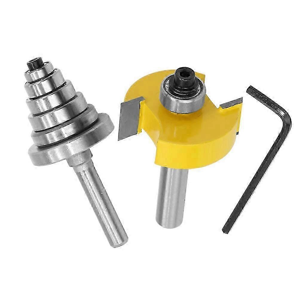 8mm Rebate Router Cutter Router Bit With 6 Set Bearings For Multiple Depths 28.6mm, 22.2mm, 19.05mm, 15.9mm, 12.7mm, 9.52mm Woodworking Tool