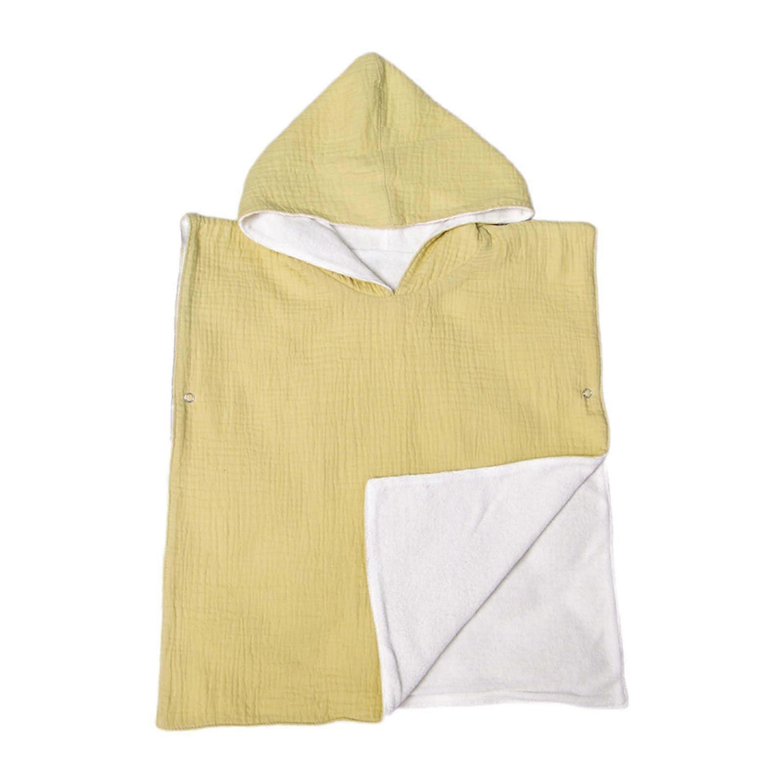 Soft Baby Hooded Towel Quick Drying 2-Layer Wearable Infant Bath Towel 48x42cm Yellow