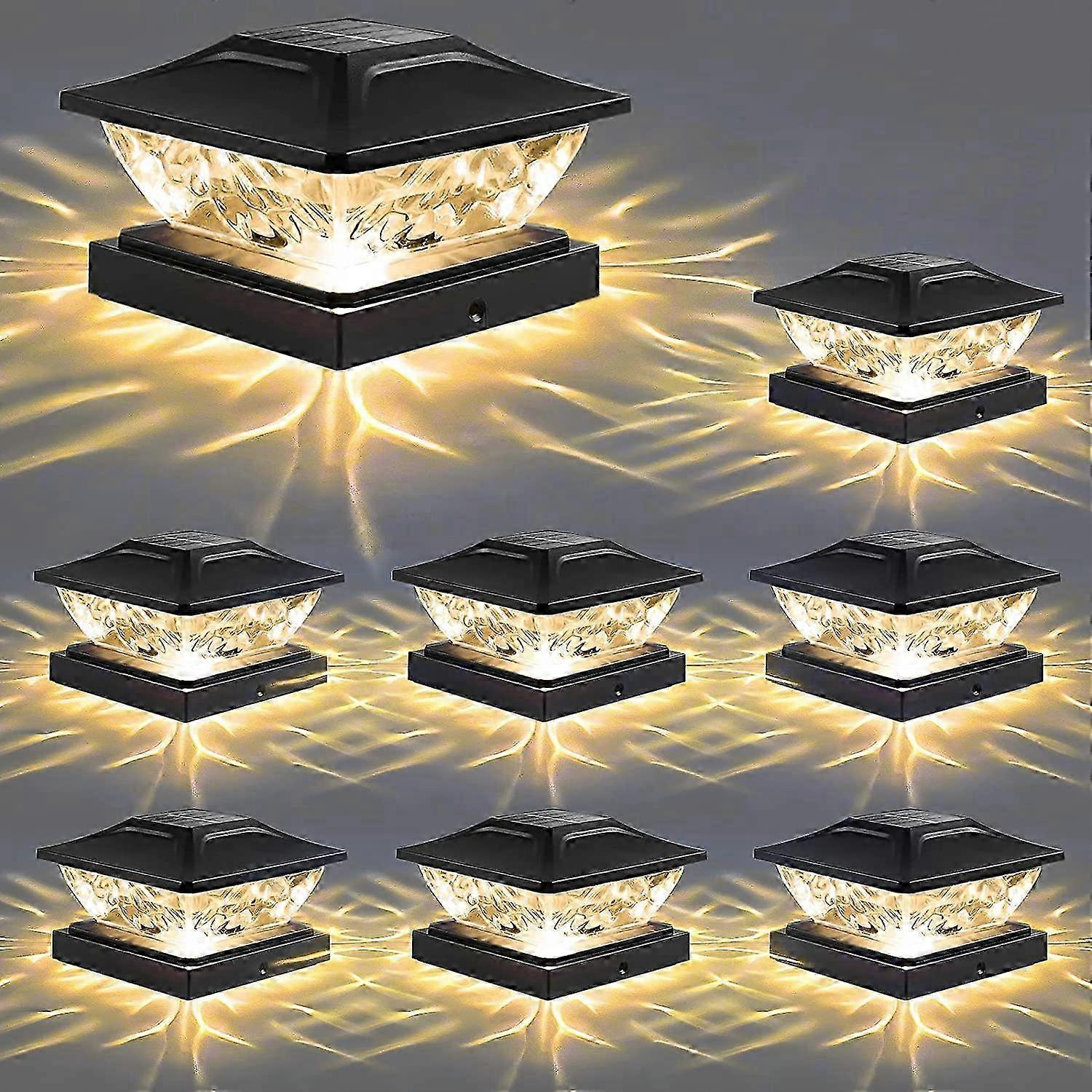 8 Pack Utendørs Solar Post Cap Lights