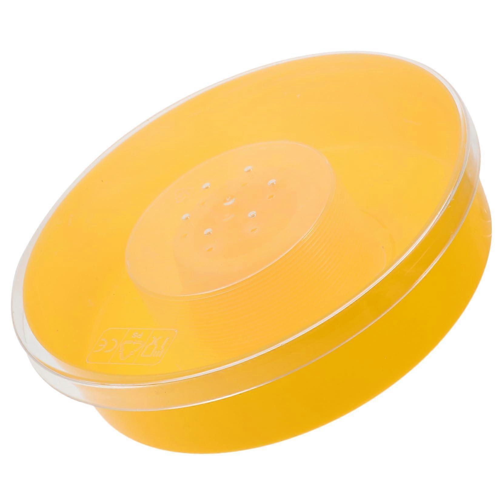 Yellow Round Bee Feeder Hive Water Feeder Beekeeping Tool Plastic Safe For Bees Easy Refill And Observation