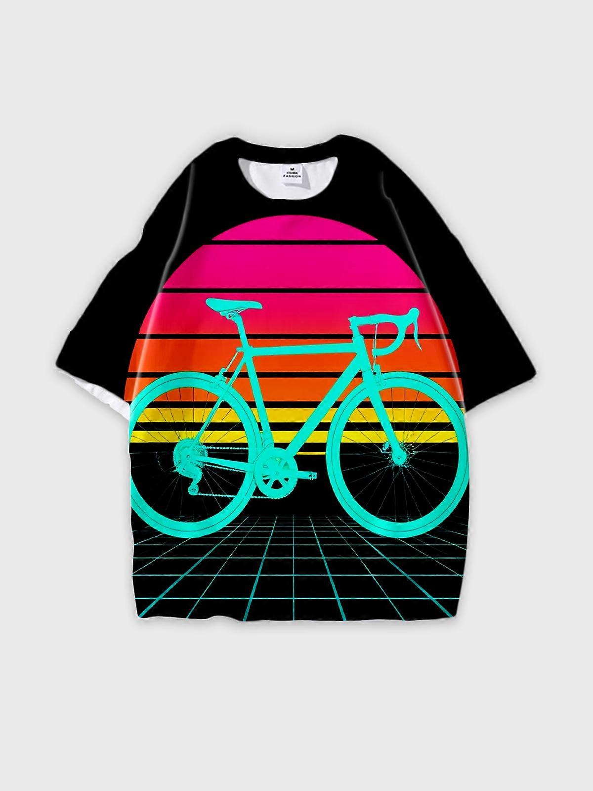 T-Shirt Round Neck, Loose Short Sleeve Pattern Graphic Tee, Unisex Summer Casual Top V3613