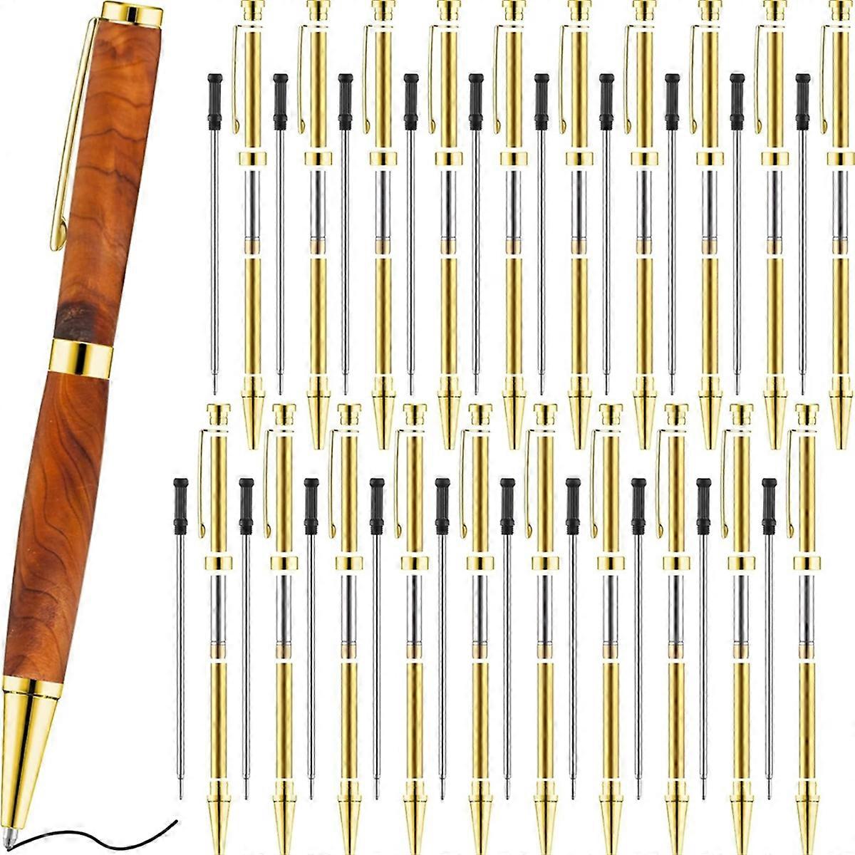 20pcs 7mm Slim Pen Set with Refills Wood Rotary Pen Kit Lathe Turning Supplies for DIY Copper Frien