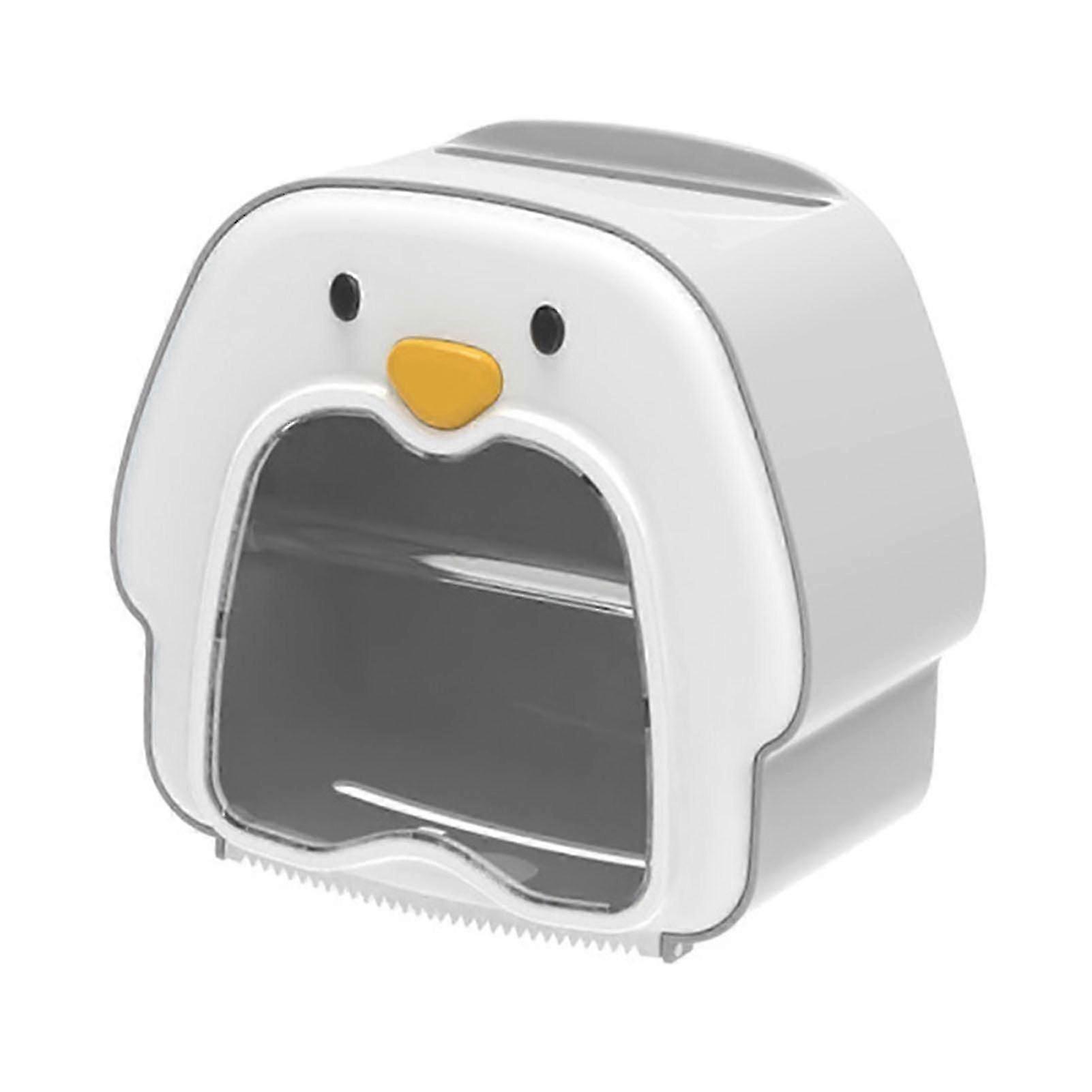 Cute Wall-Mounted Tissue Dispenser - Grey & White Multipurpose Box for Bathroom Storage