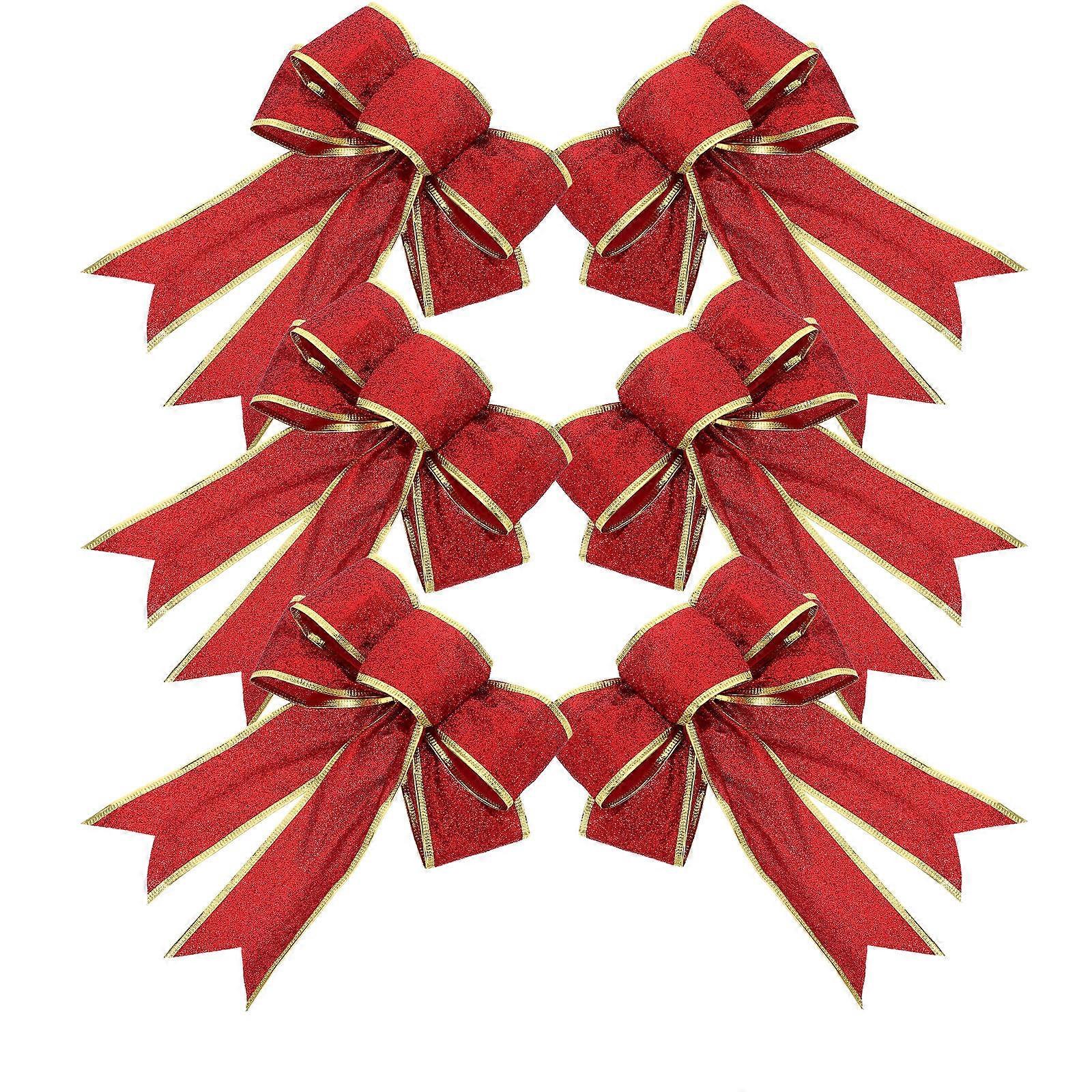 Christmas Tree Decorative Bow with Sparkling Design and Reliable Material for Festive Ornaments Polyester Red