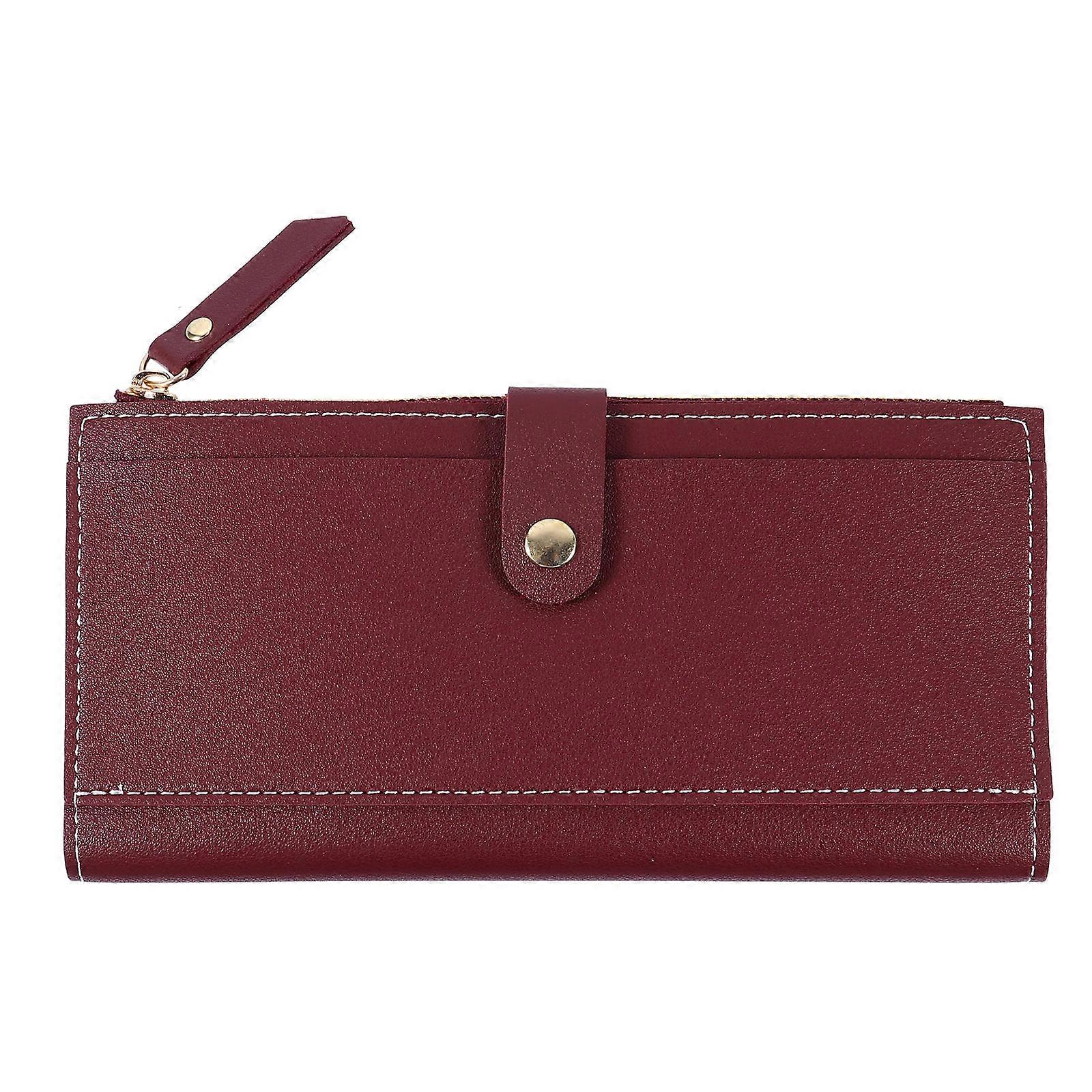 Blue Women Coin Purse Wallet with Three Folds and Shoulder Strap Made of Durable PU