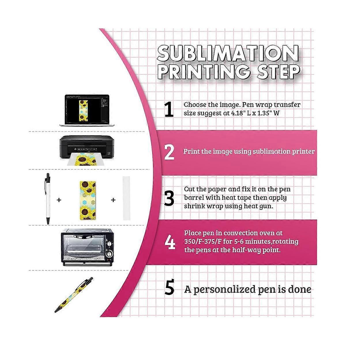 Sublimation Pen Blank with Shrink Wrap Heat Transfer Pen Sublimation Ballpoint Pen DIY Office Schoo