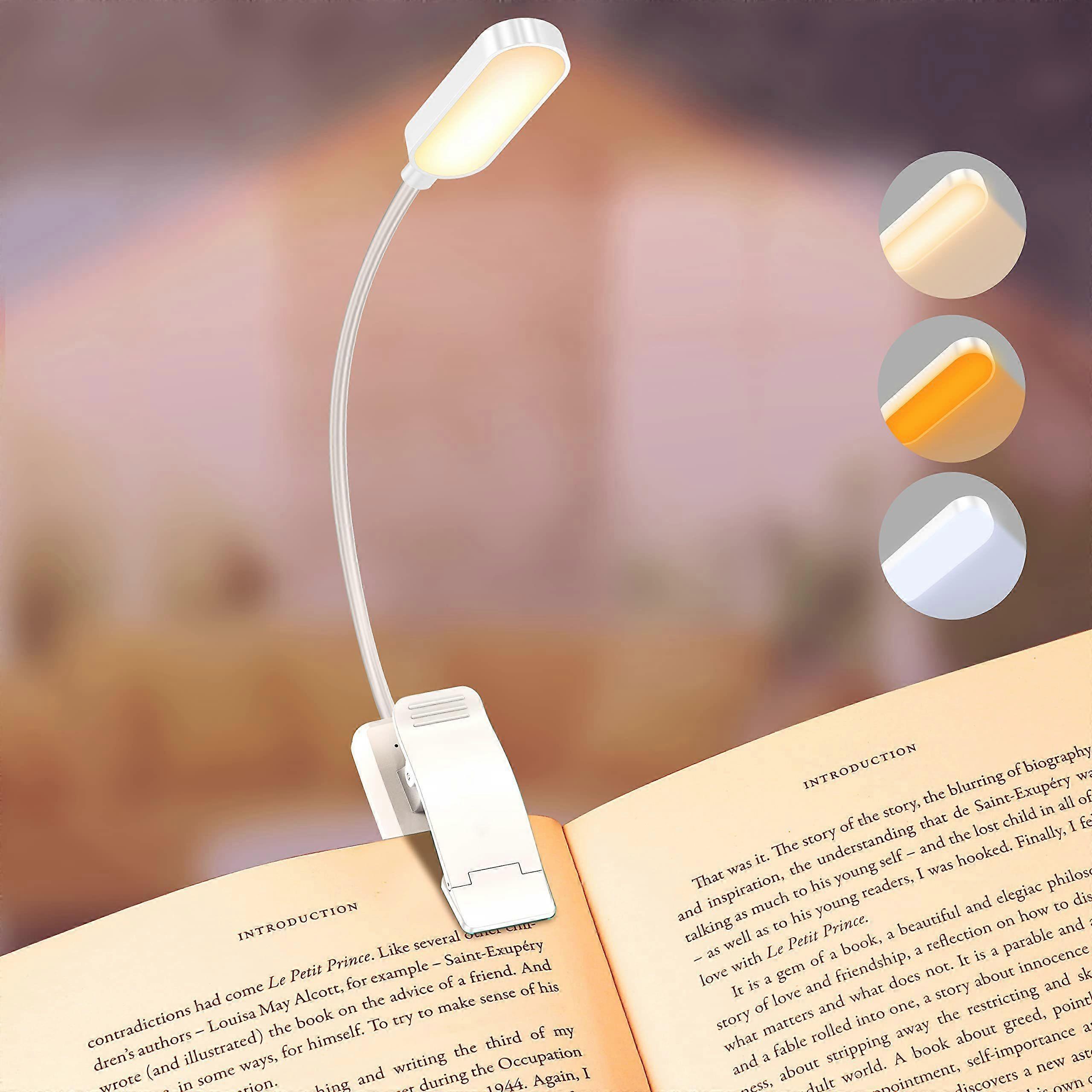 16 LED Rechargeable Book Light for Reading in Bed- Eye Caring 3 Color Temperatures, Stepless Dimming Brightness, 80 Hrs Runtime, Lightweight Flexible