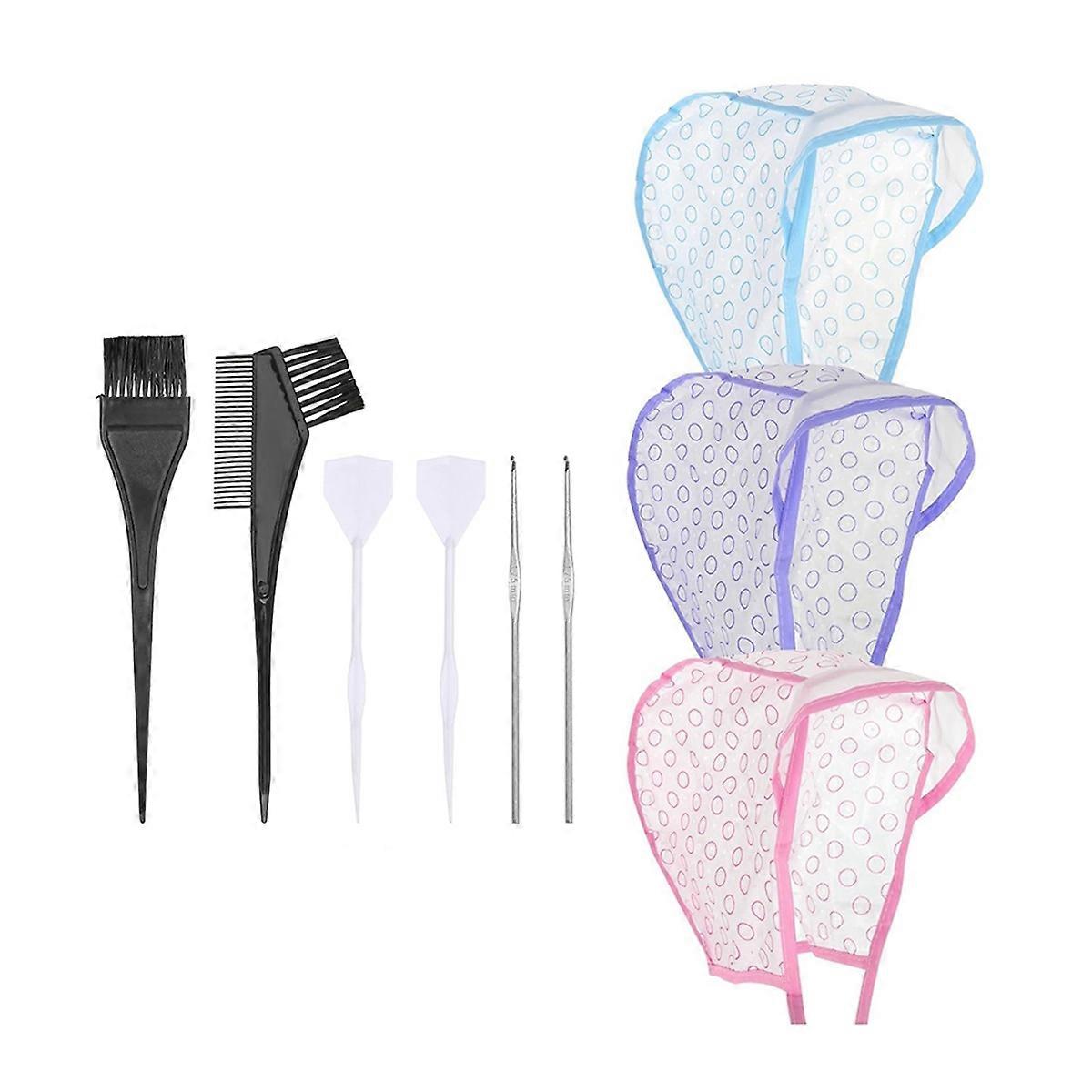 Hair Highlighting Caps, Bleach Cap Coloring Frosting Dye Kit