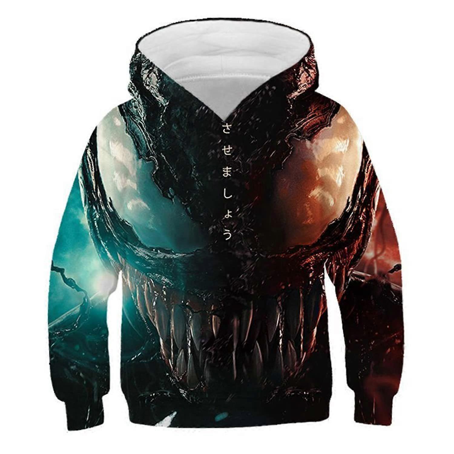 Venom 3D Print Kids Hoodie Boys Girls Fleece-Lined Sweatshirt Spider-Man Theme Jacket Tops