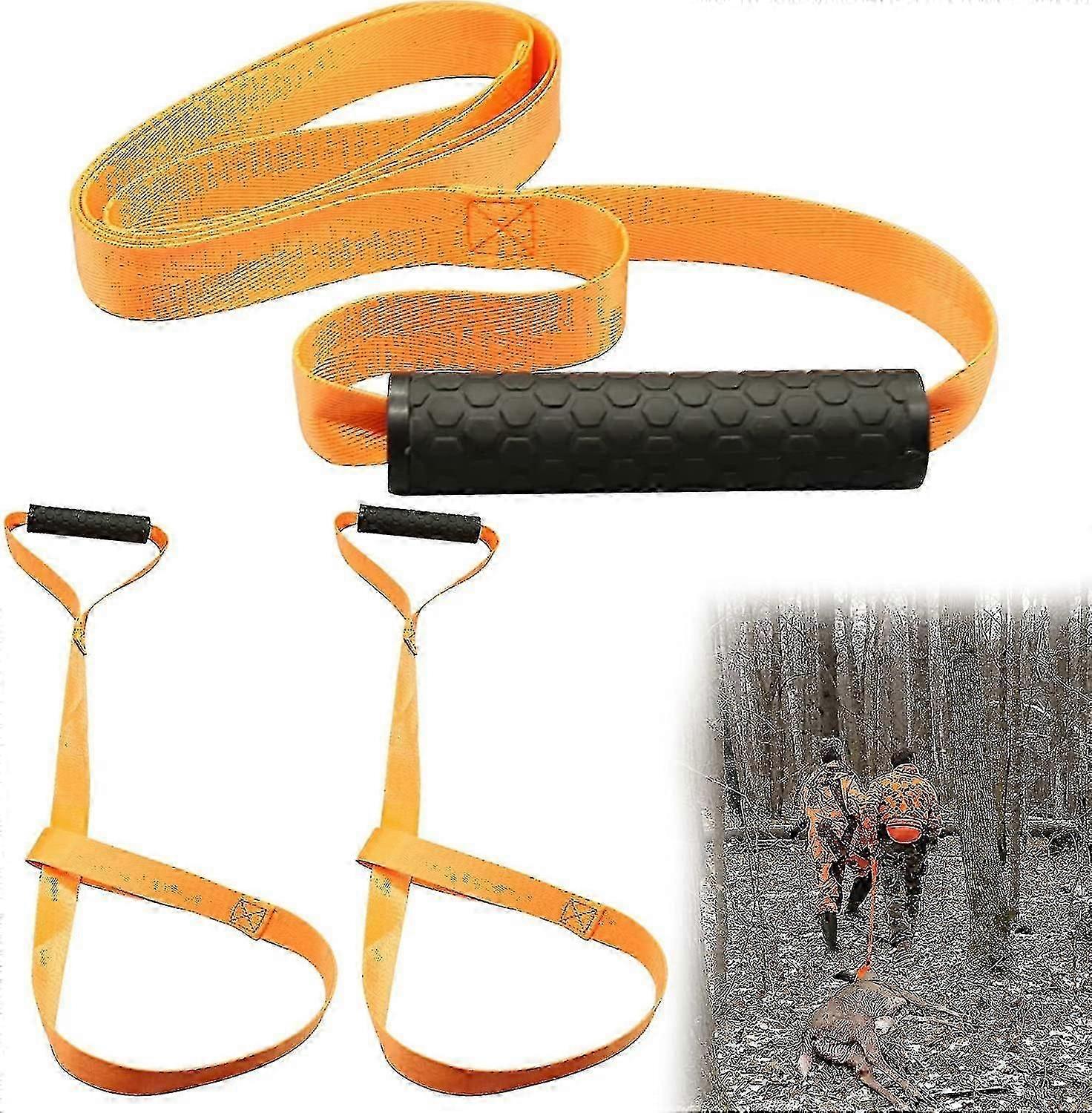 3pcs Deer Drag Rope With Non-slip Handle, Heavy Duty Deer Drag Strap Hunting Dragging Pull Rope, Strong Bearing-YUHAO