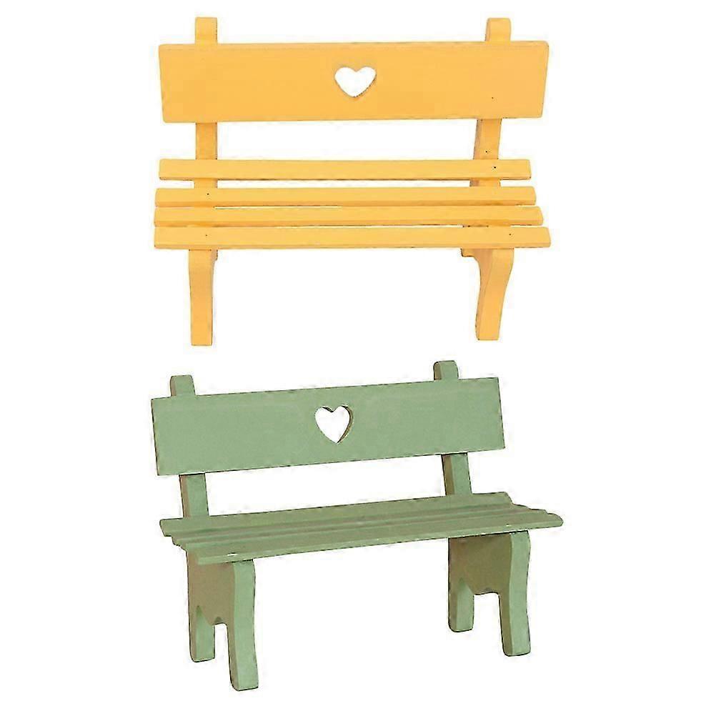 Miniature Wood Bench Mini Bench For Miniature Decor Simple Design 2Pcs