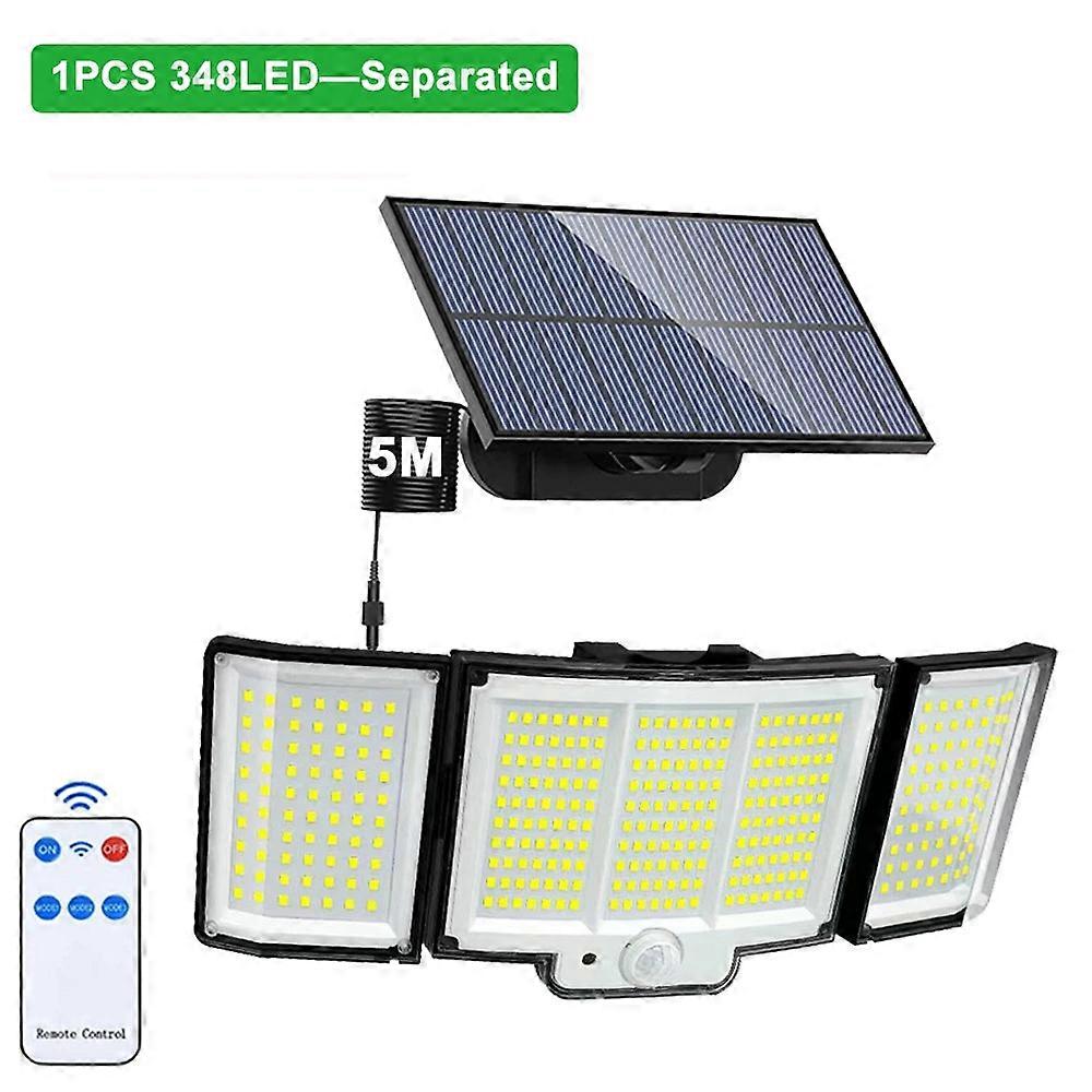 Solar Security Motion Sensor Flood Lights, 348 Led, 3 Adjustable Heads,