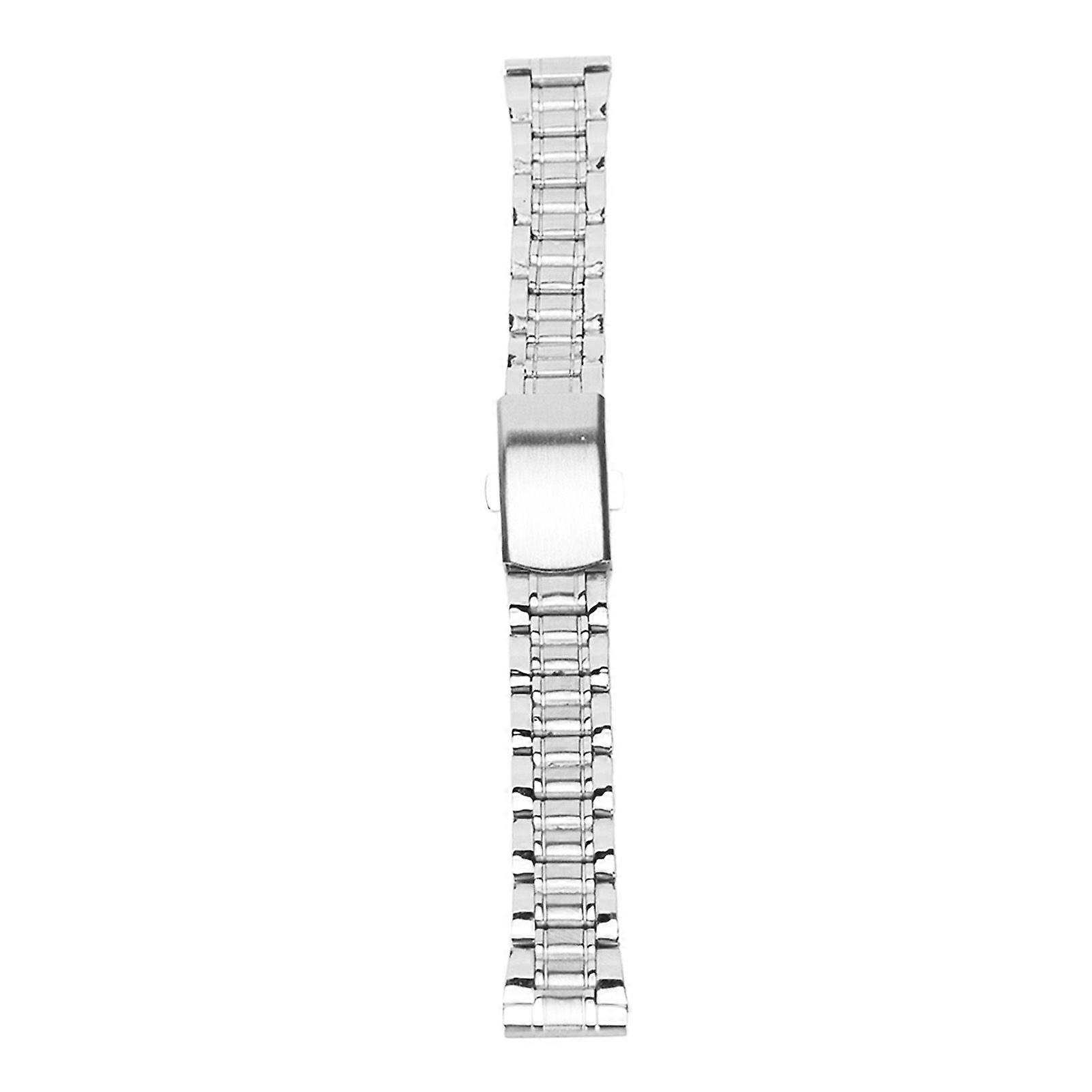 Metal Watchband Quick Release Deployment Clasp Double Button Stainless Steel Watch Strap for Men Women Silver 14mm/0.55in