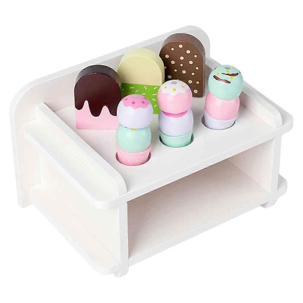 Artificial Ice Cream Toy Wooden Ice Cream Model for Decoration 2Sets