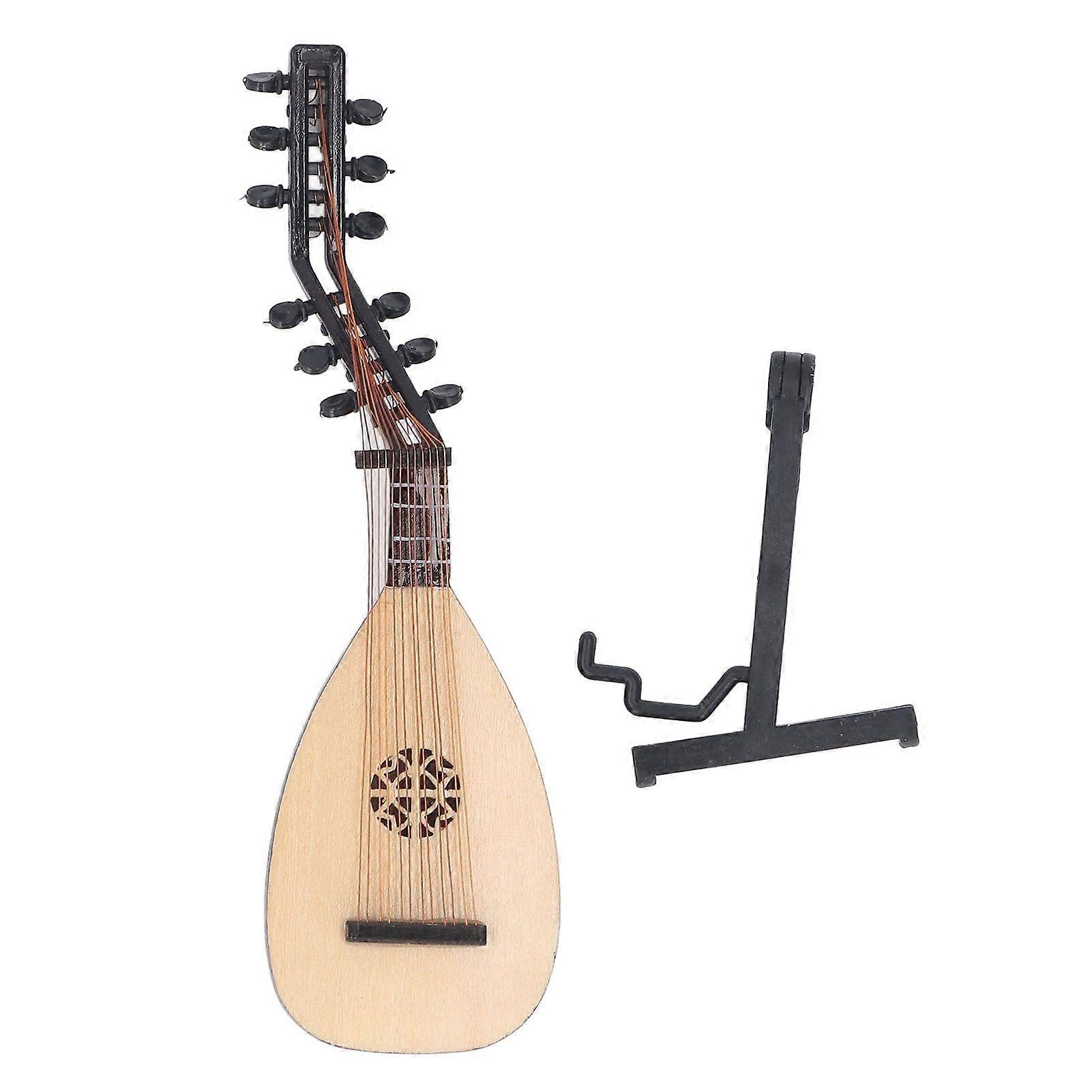 Mini Lute Pipa Model Unique Small Decor Miniature Ornament Musical Instrument Wooden Photo Prop