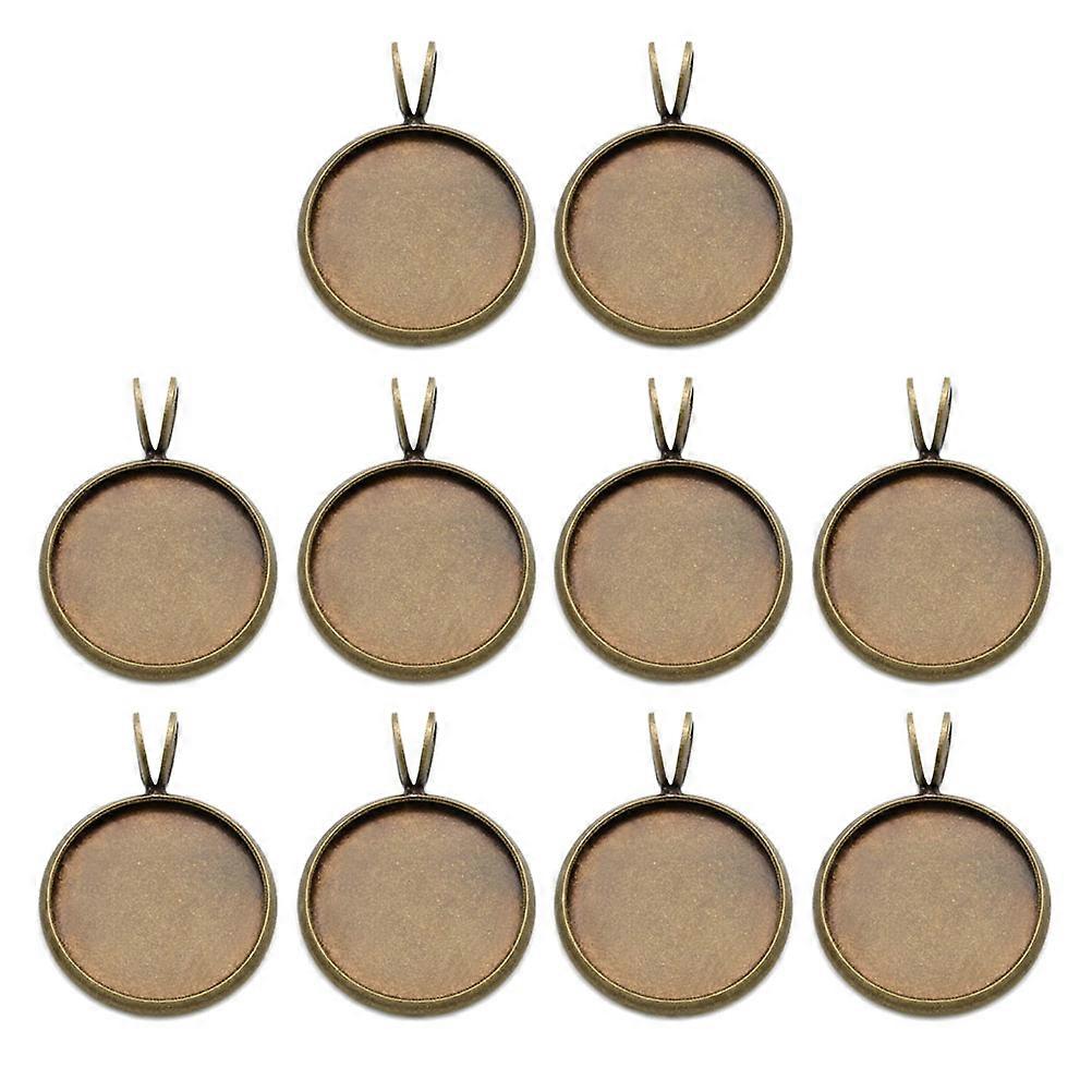 Retro Pendant Round Trays for DIY Making 10Pcs Copper Tray Pendants