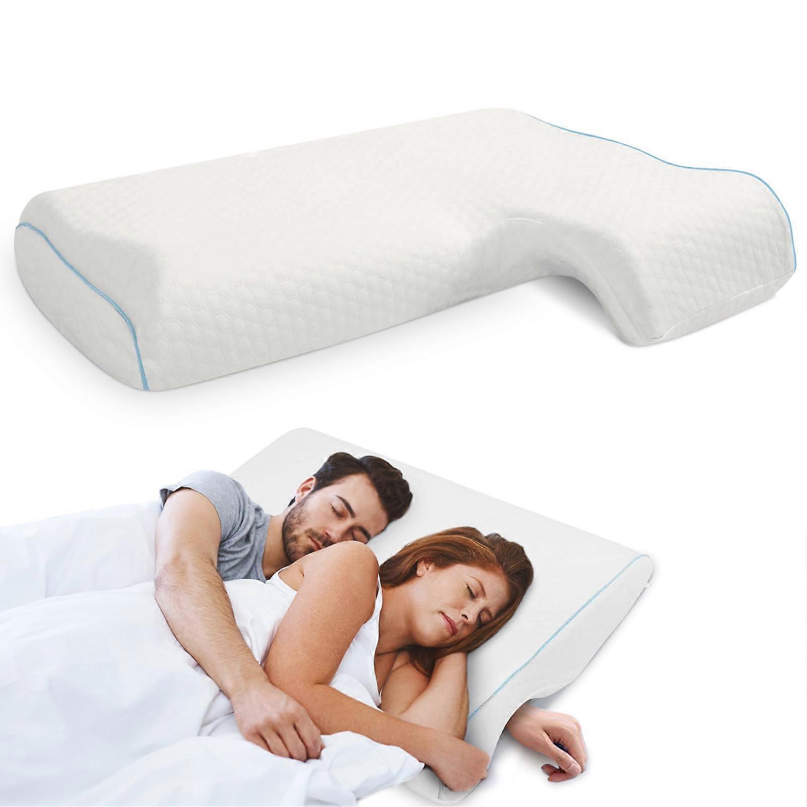 Arched Cuddle Pillow Memory Foam, Removable Cover, Side Sleeper Neck Pillow, Zipper, Polyester Cotton (Right)