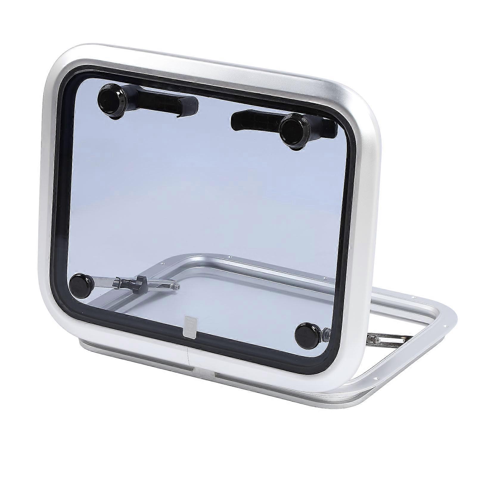 Hublot de pont carré en alliage d'aluminium robuste, 43 x 53 cm, avec tige de support et poignée, pour yacht et camping-car