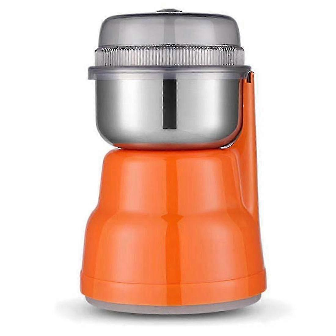 Orange Electric Coffee Grinder with EU Plug, Ideal for Blending Beans, Spices, and Grains Efficiently