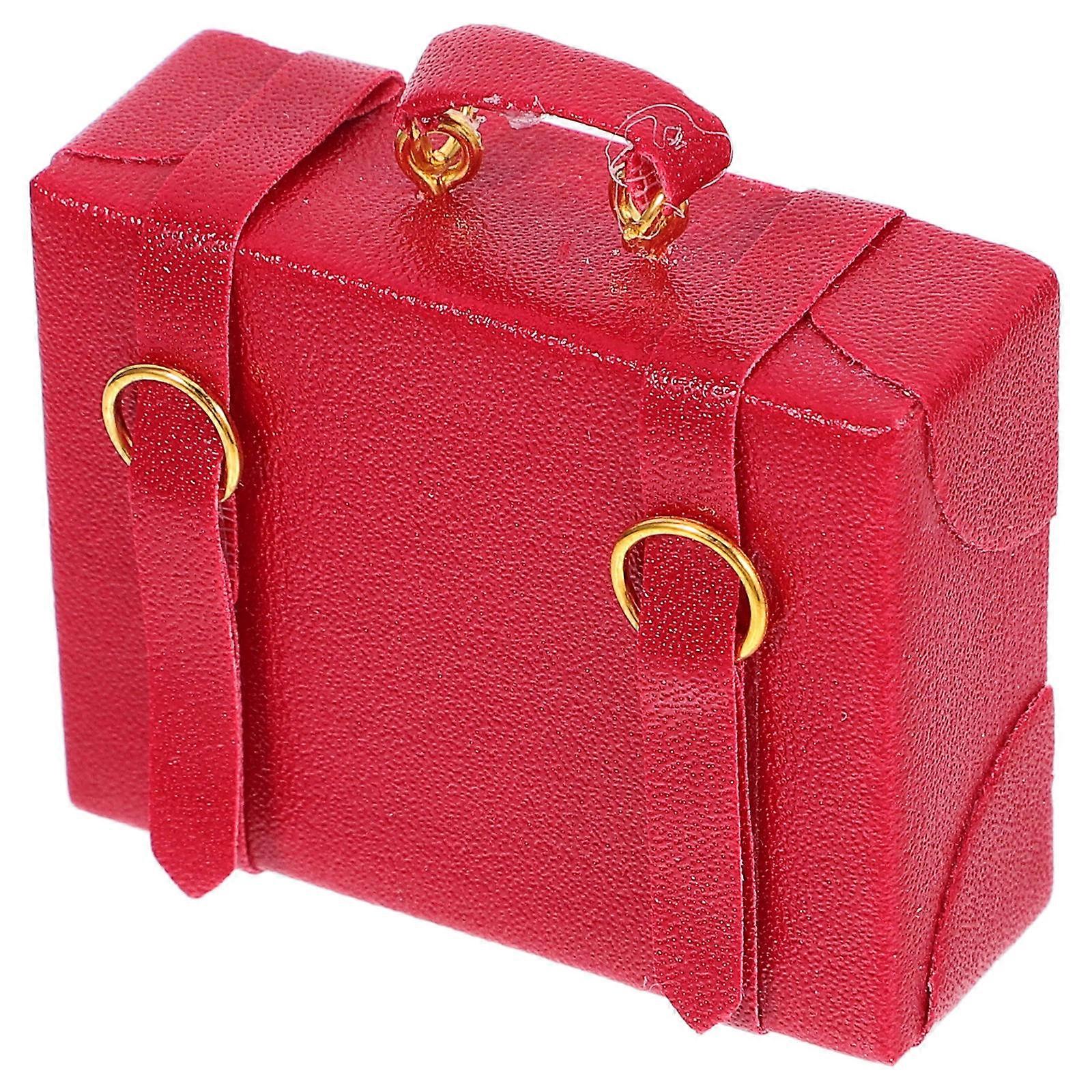 Miniature Suitcase for Decoration Doll House Suitcase 2Pcs Red Ornament
