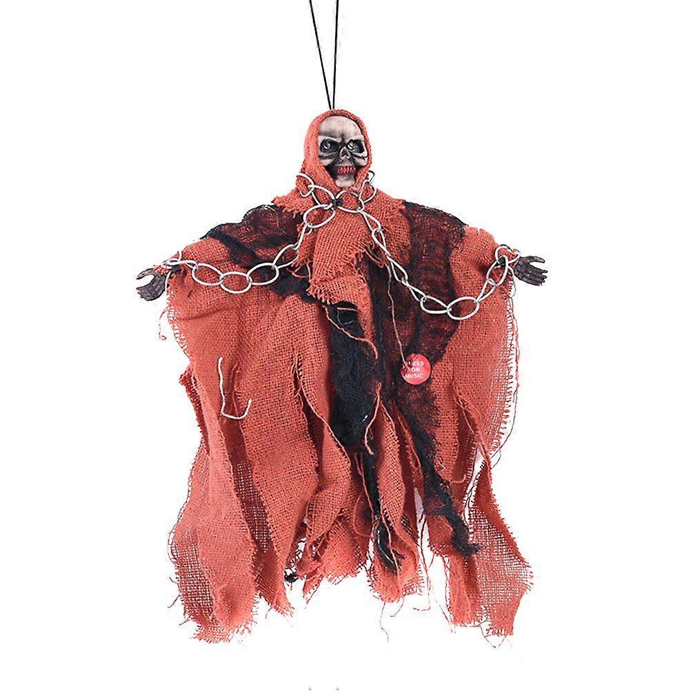 Halloween Flying Ghost Scary Creepy Hanging Sounding Floating Skeleton Ghost Animated Witch Halloween Haunted Shaking Ghost Props for Yard Bar Window