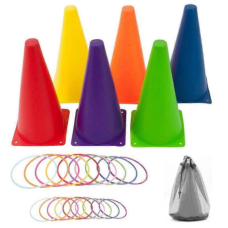26 Pcs Plastic Cones Ring Toss Combo Set Outdoor Carnival Games
