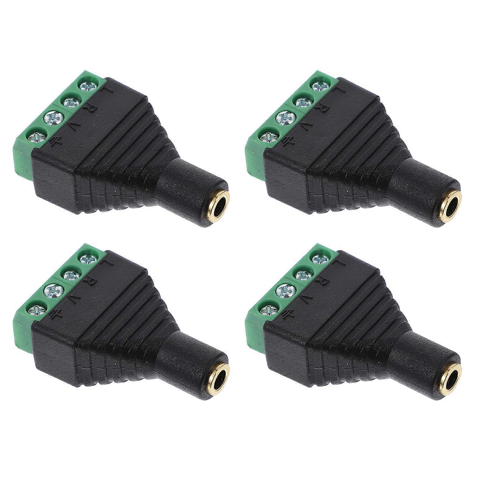 3.5mm Audio Terminal Block Earphone Gold-Plated Plug Solderless Adapter 4Pcs