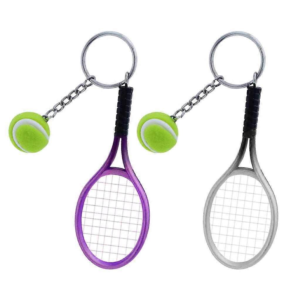 Tennis Racket Key Ring Creative Accessory for Use 4Pcs Assorted Colors