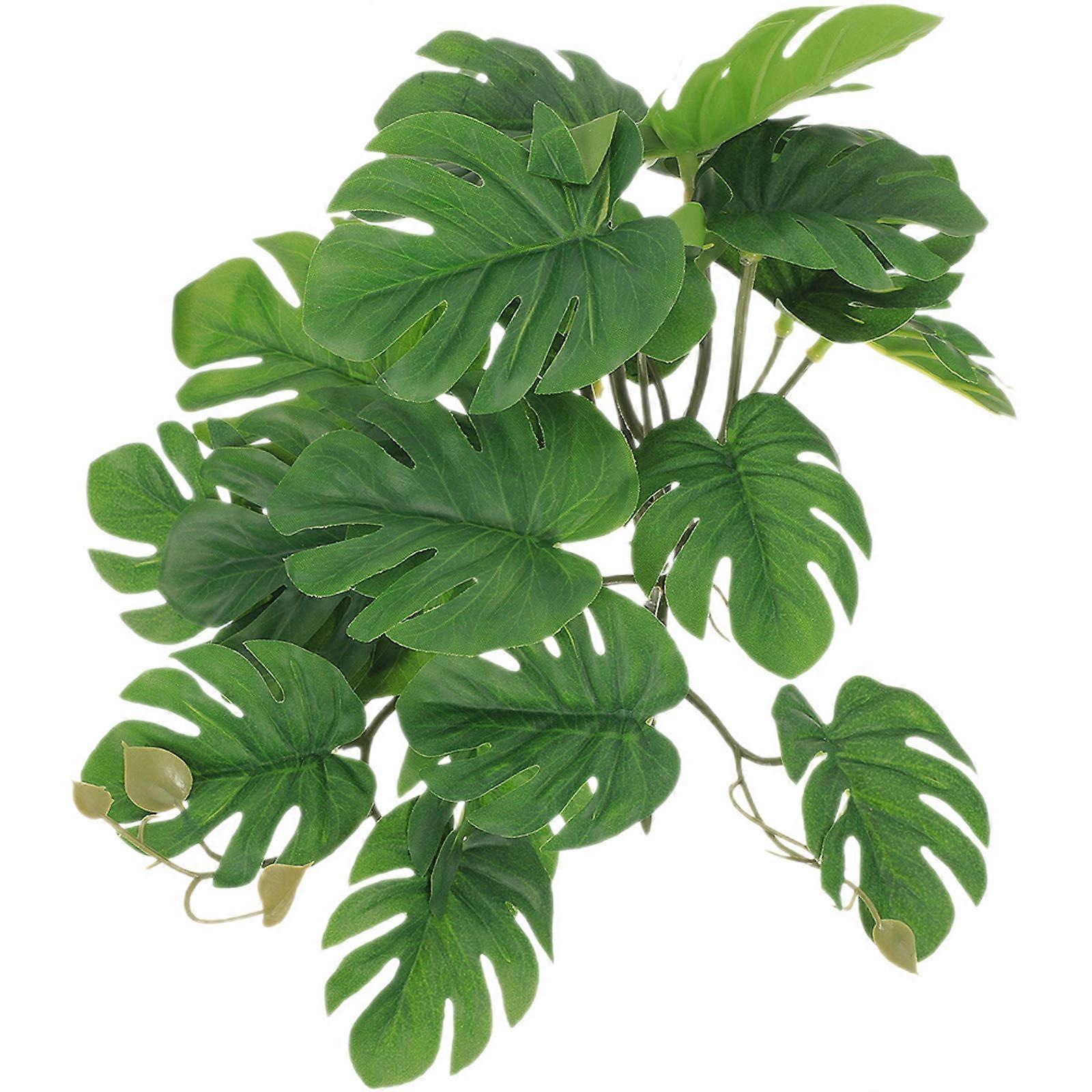 Reptile Plants Hanging Leaf Pendant for Reptile Habitat Decor 2Pcs Green