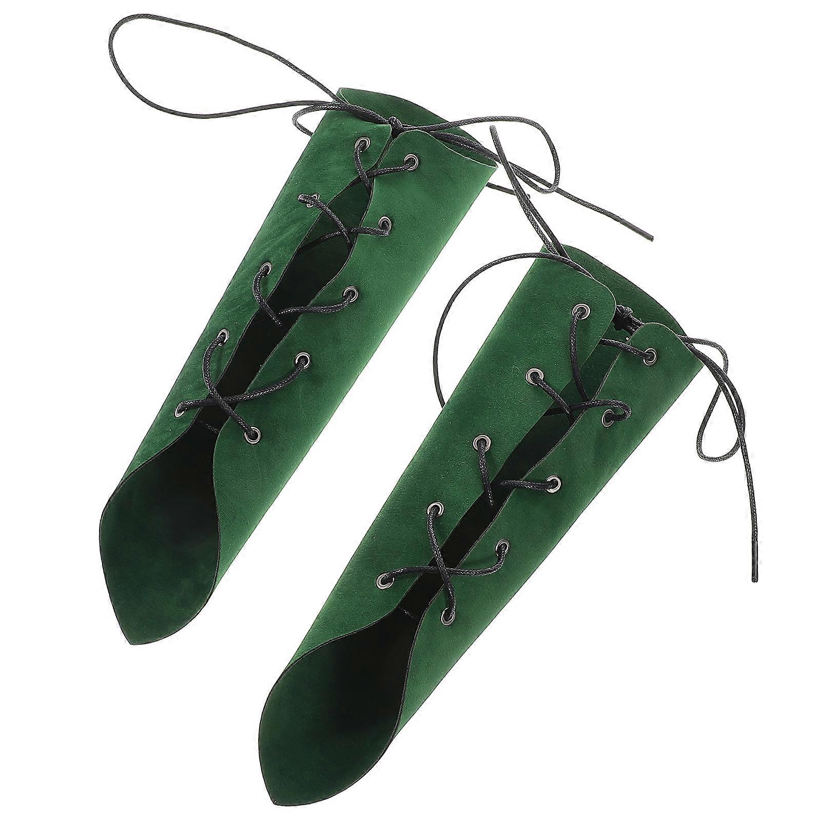 Steampunk Green Suede Gloves for Cosplay 3Pairs Medieval Arm Bracers