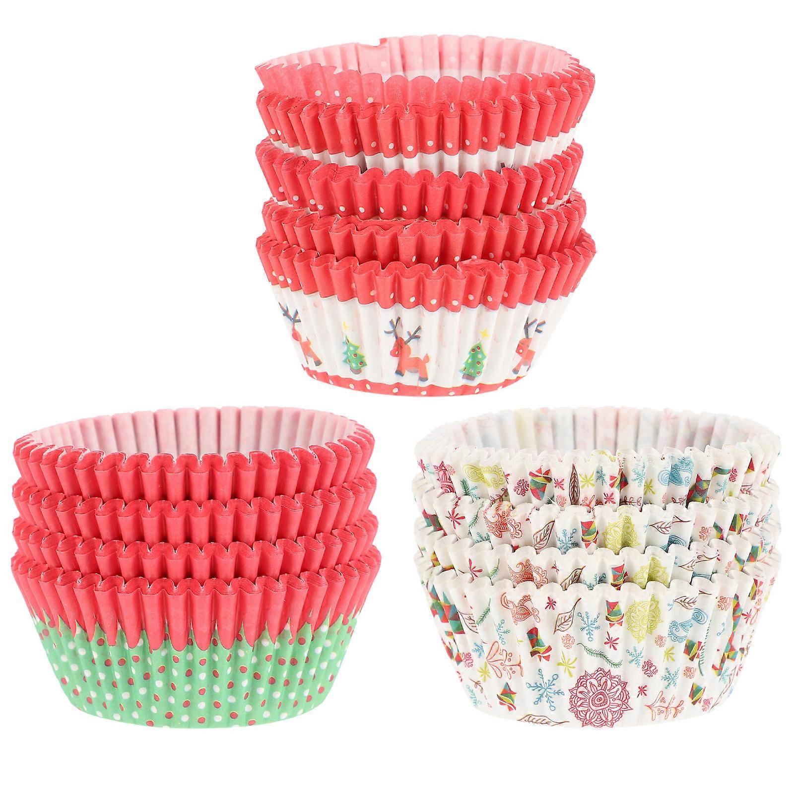 Baking Cups Cupcake Liners Christmas Design Oilproof Heat Resistant Assorted Color 600Pack
