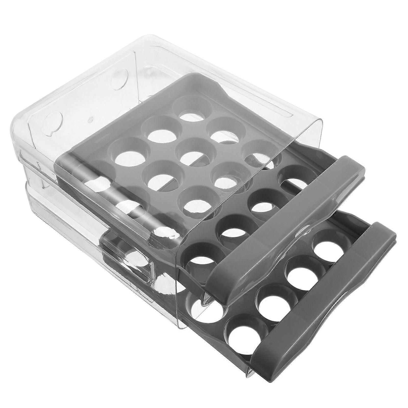 Fresh Egg Holder Kitchen Organizer for Refrigerator Use Transparent Double Layer Design with Lid 1Set