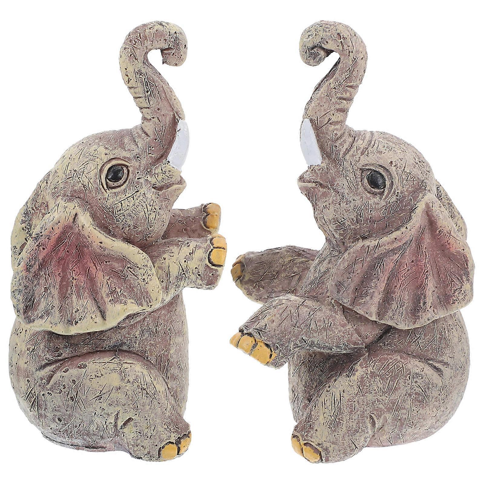 Lover Elephant Statue Resin Elephant Figurines for Decoration 8Pcs
