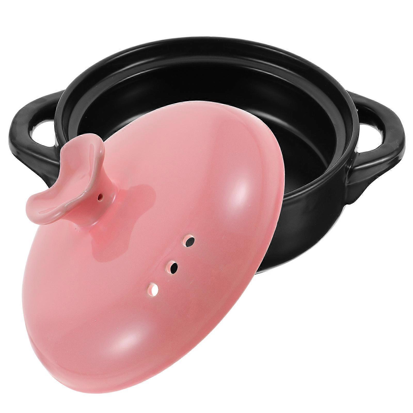 2Pcs Ceramic Cooking Pot Handled Stew Pot for Home Kitchen Use