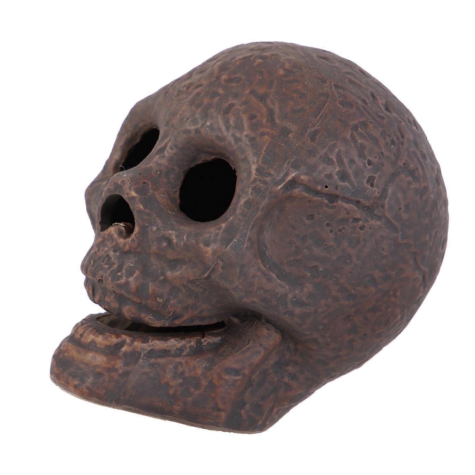 Brown Ceramic Skull Skull Head Ornament for Fireproof 3Pcs