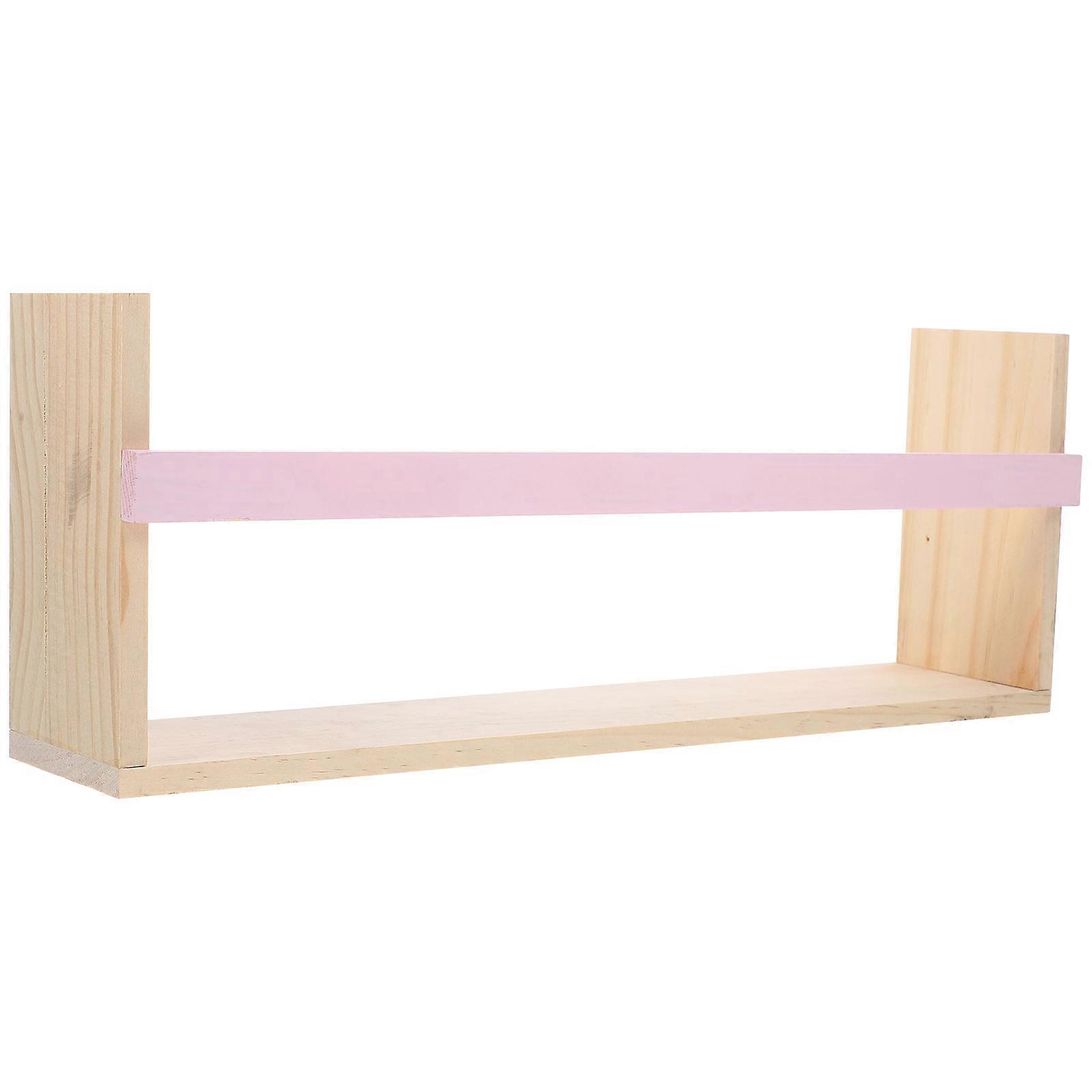 Pink Wooden Wall Shelf for Home Storage with 4Pcs Floating Shelves