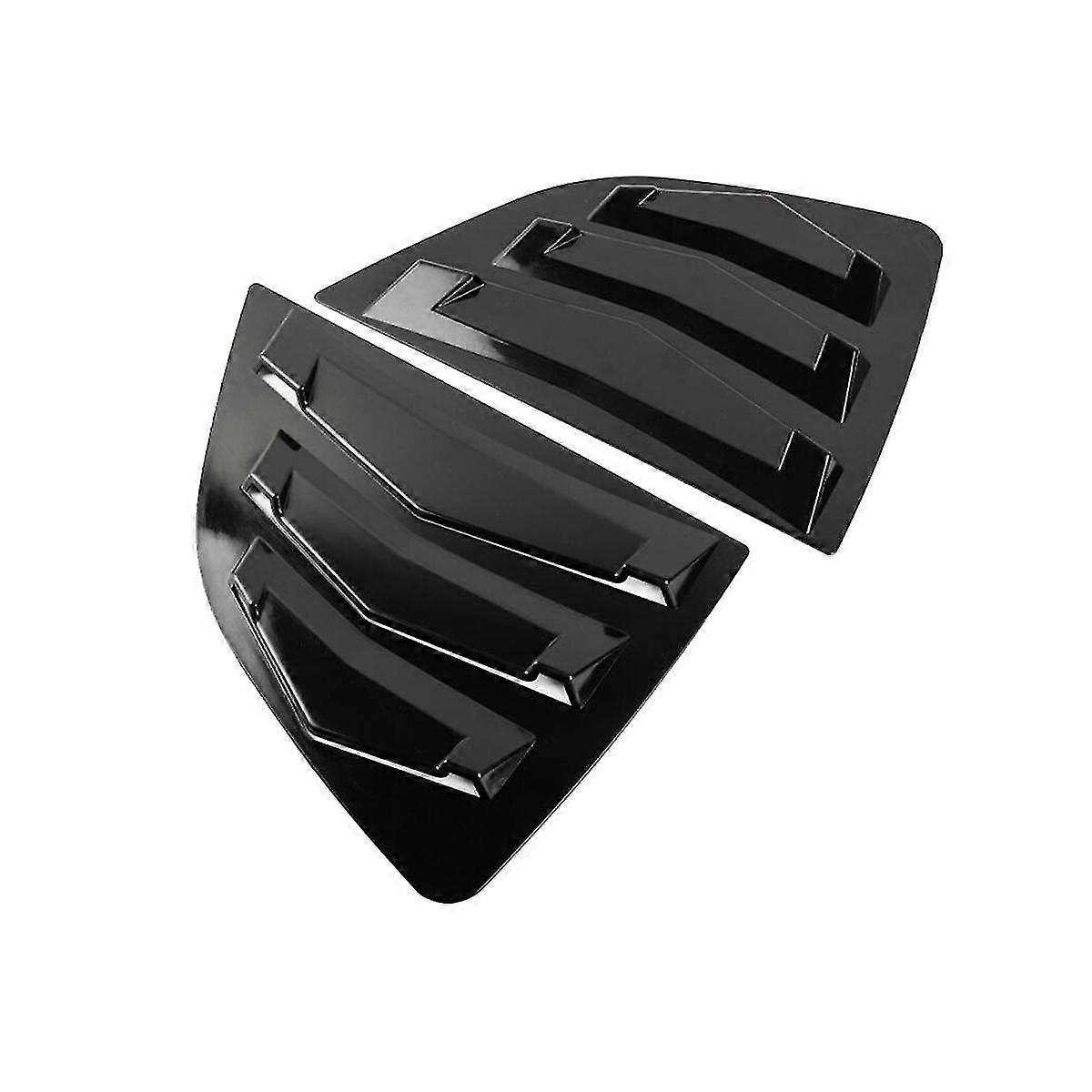 Black Rear Side Vent Quarter Window Louver Shutter Cover For Fit Jazz 2014-2019