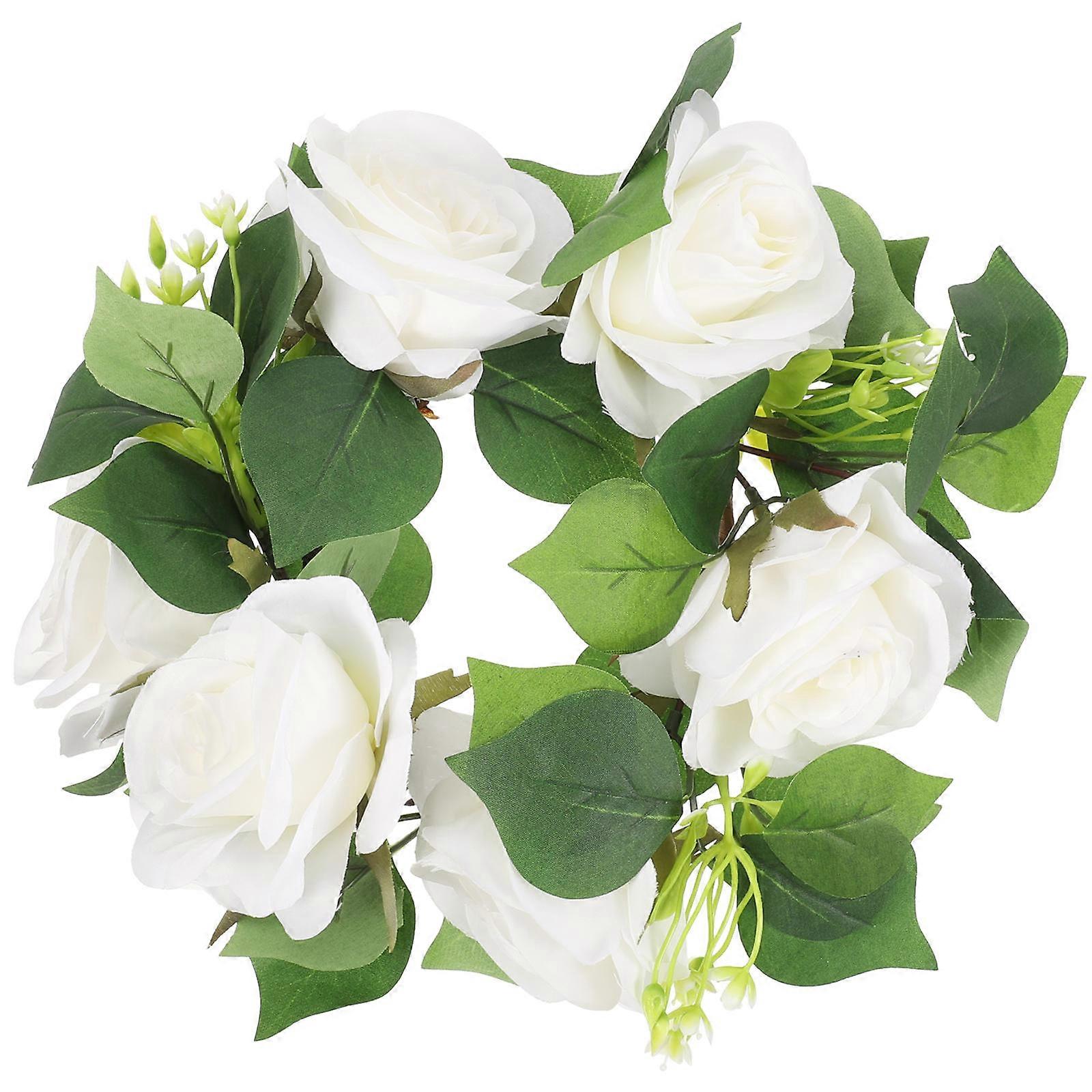 Artificial Rose Candle Ring Decorative Table Centerpiece for Wedding