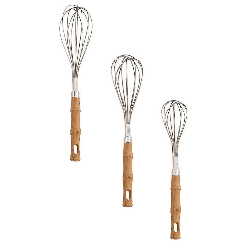 Egg Whisk Stainless Steel for Manual Egg Mixing 3Pcs Kitchen Tools