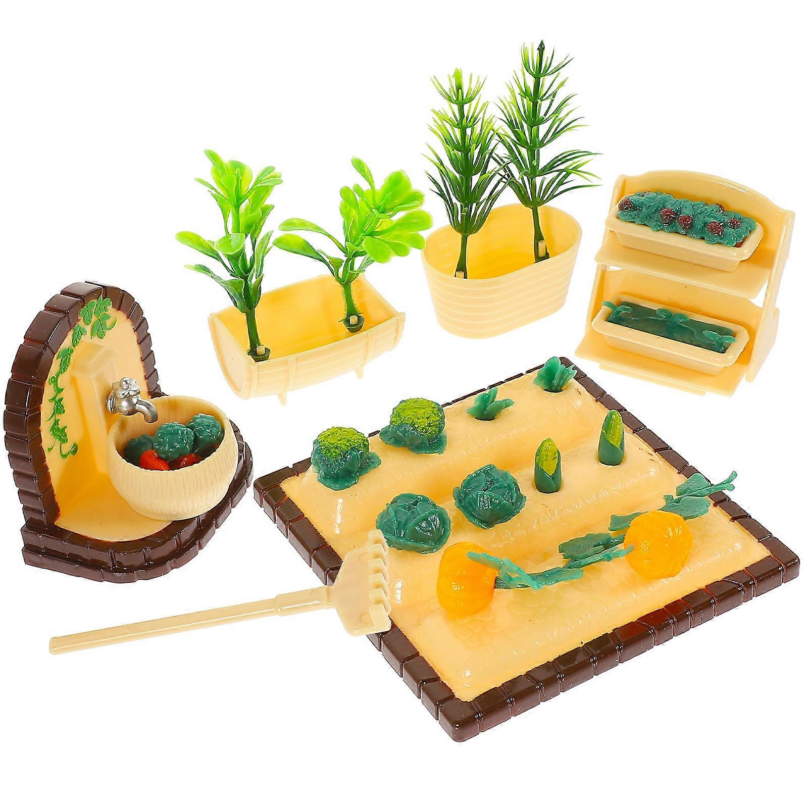 Miniature Cropland Farm Decoration for Display 2Sets Plastic Assorted Colors