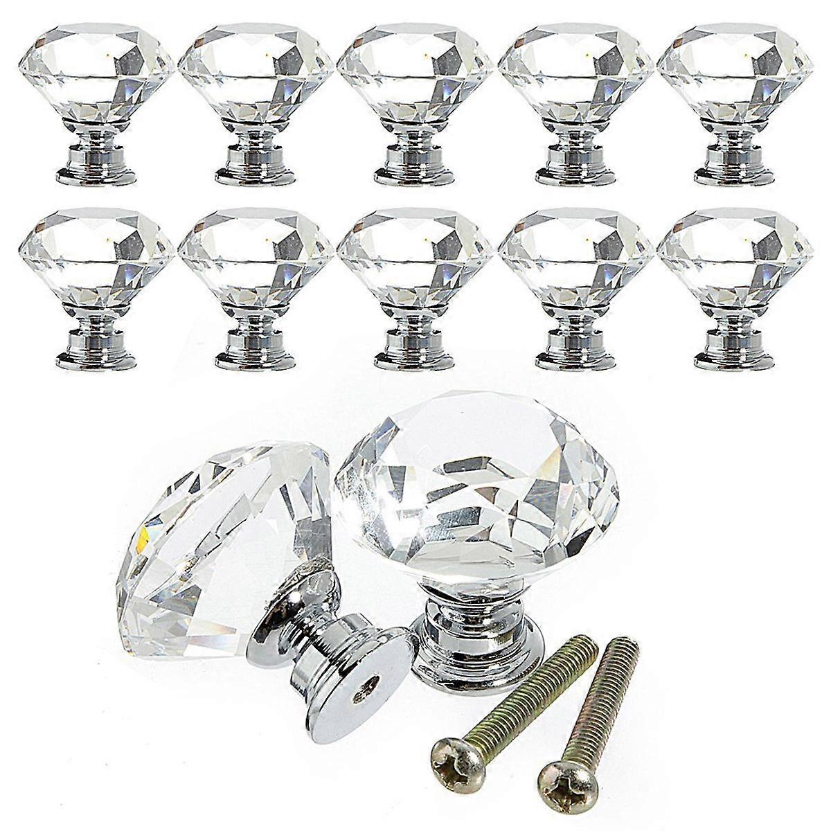 Clear Drawer Door Handles Crystal Glass Knobs Set with 2Pcs for Kitchen