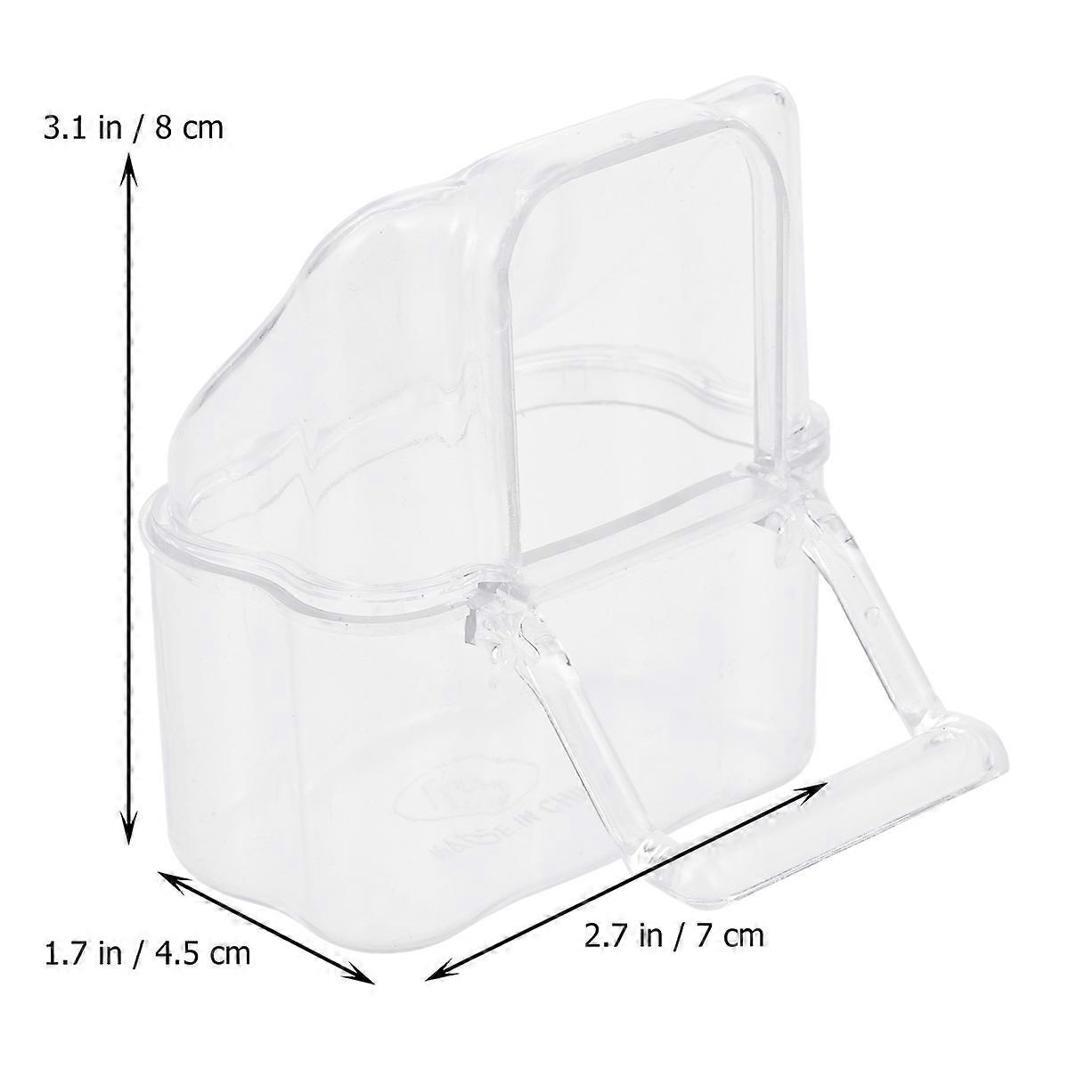 Transparent Feeding Cup For Small Bird Owners In Rectangular Design With Food And Water Storage 1Set