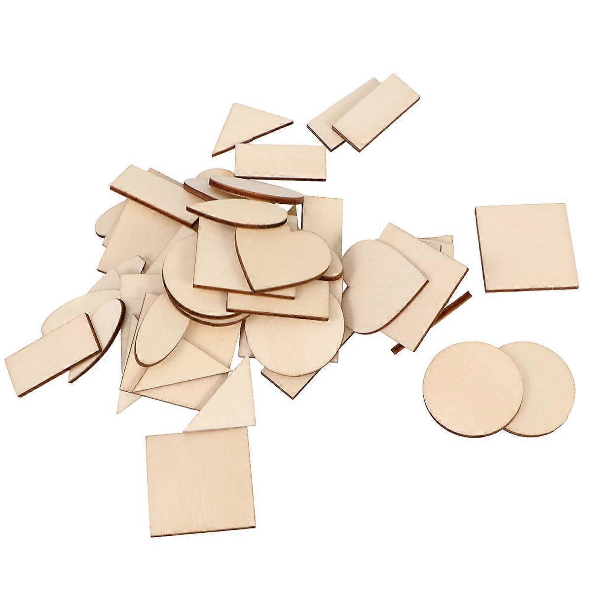 Wood Discs Triangular Heart Rectangular Wood Pieces for Decor 3Pcs