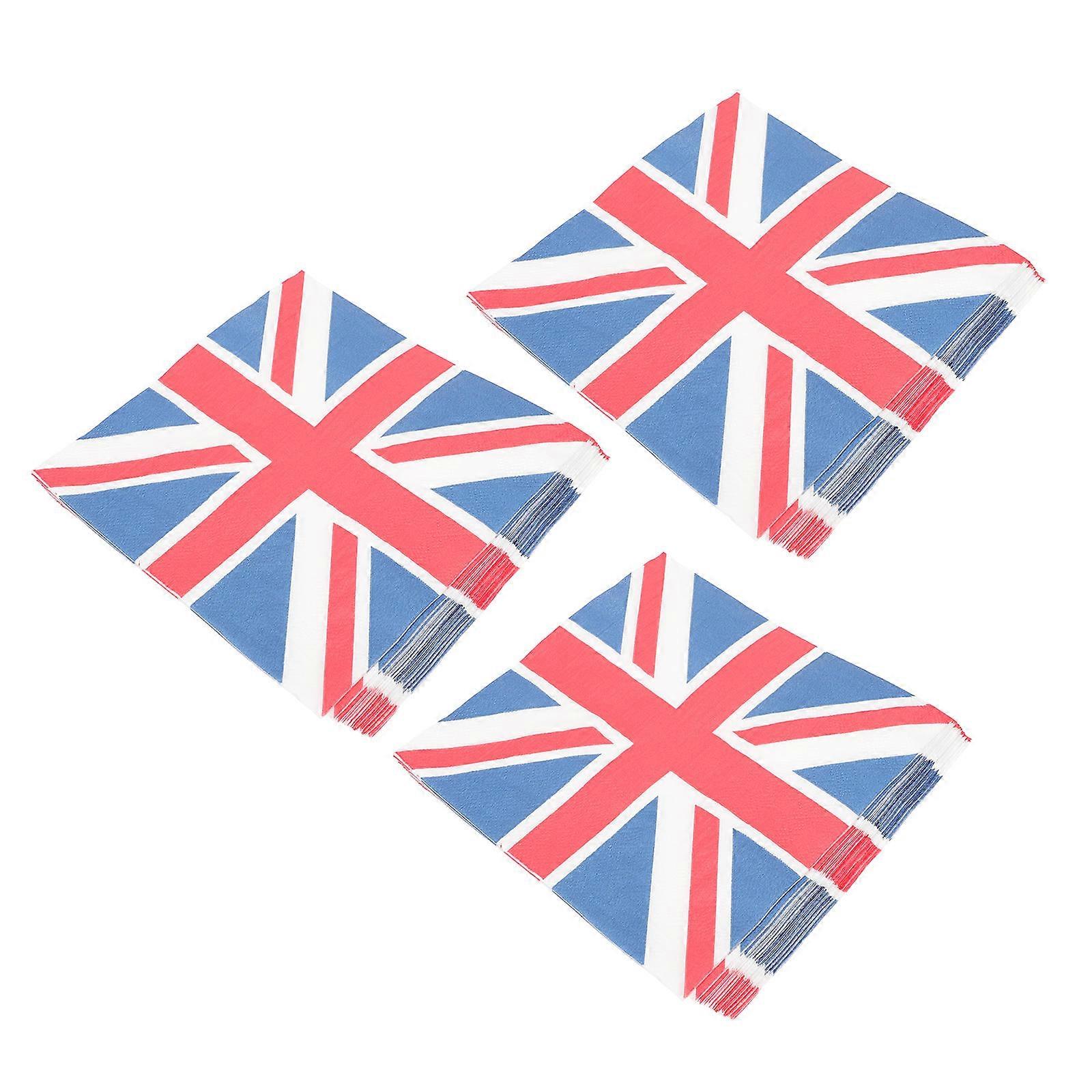 Supple Festival Napkin for Party Use with Union Jack Design 2Pcs 3 Bags