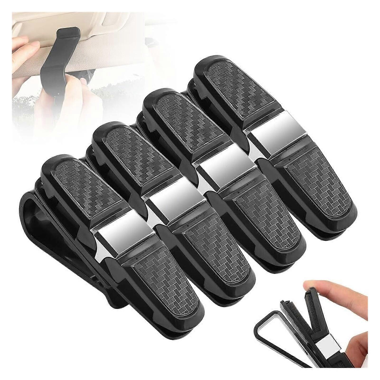 4 Pcs Multifunctional Car Glasses Card Holder,Mini Double Ends 360° Rotational,Creative Portable