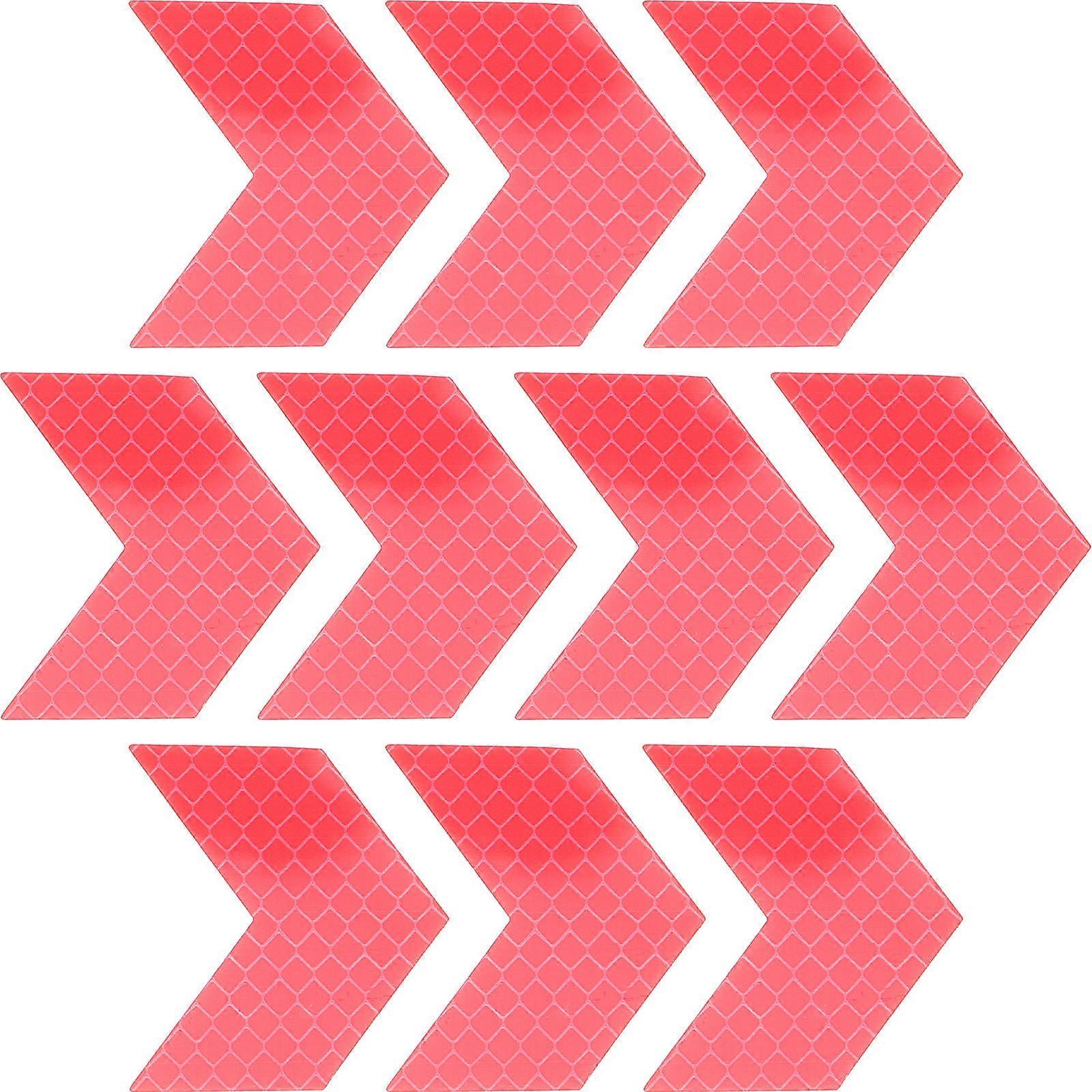 Car Use Reflective Sticker Adhesive Red Direction Indicator 10Pcs